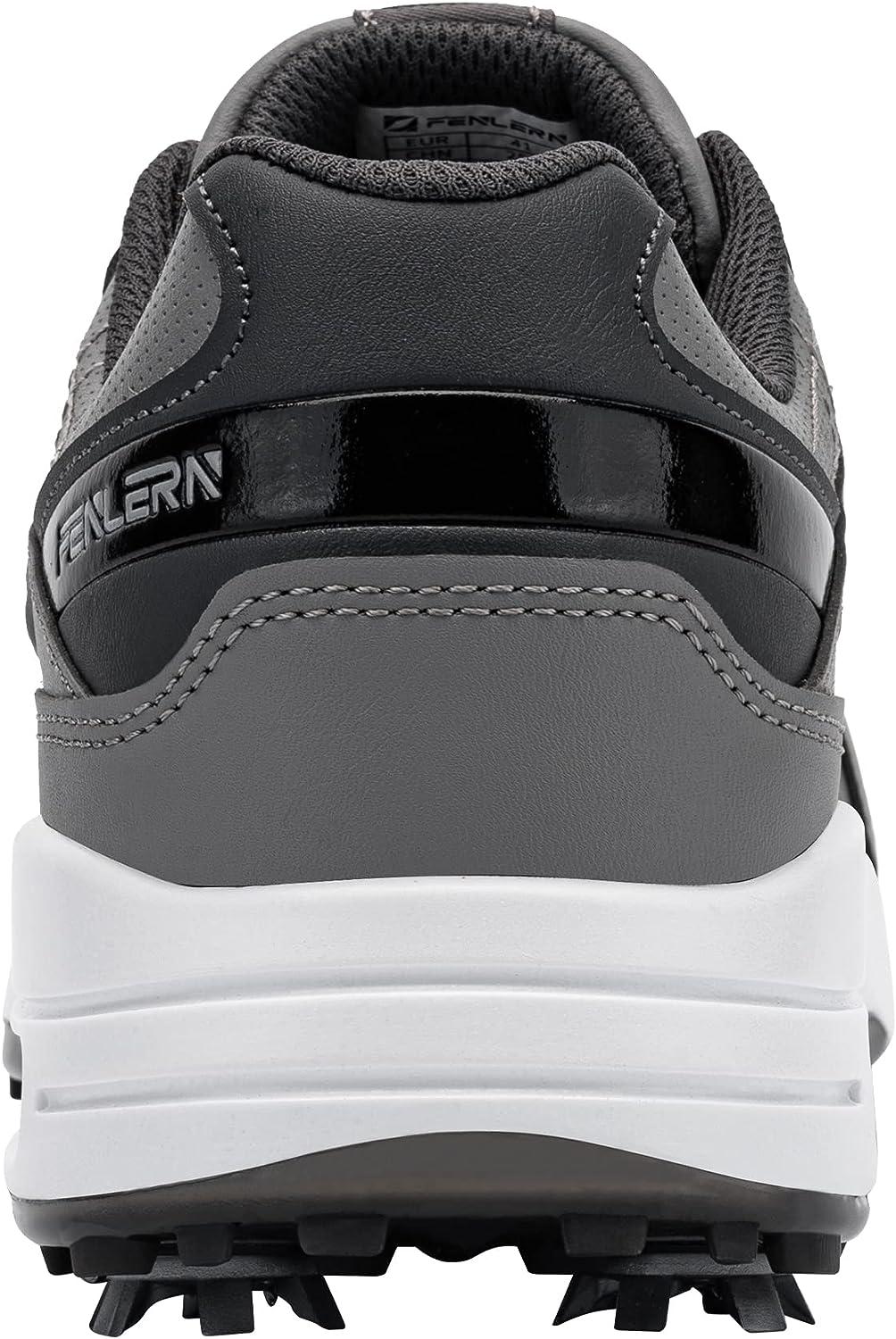 FENLERN Men's Golf Shoes Size 7 Grey White NonSlip, WaterResistant