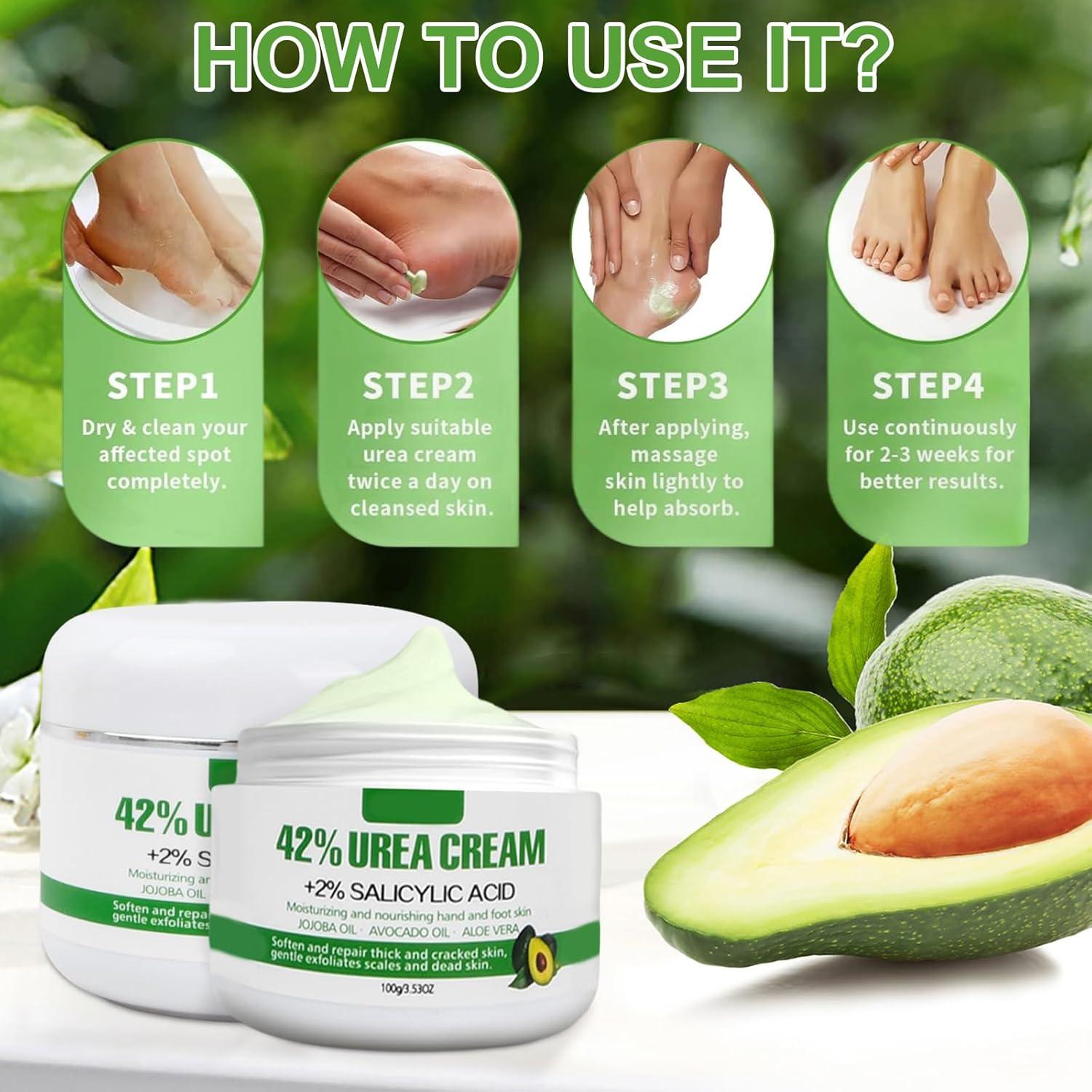 Urea 42% Foot Cream Avocado Urea Cream for Deep Cracked Skin Deep  Moisturizing Cracked Heel Repair Cream with Hyaluronic Acid Tea Tree and Aloe  Vera Callus Remover | Buy Now with Express