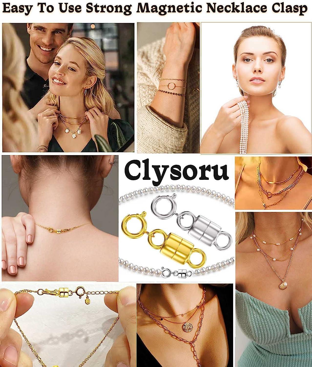 Clysoru Magnetic Necklace Clasps and Closures 14k Gold and Silver Beads Chain  Extender Necklaces Bracelet Safety Magnetic Locking Jewelry Clasp  Converter(4 Gold 4 Silver) 8pcs - 4 gold and 4 silver
