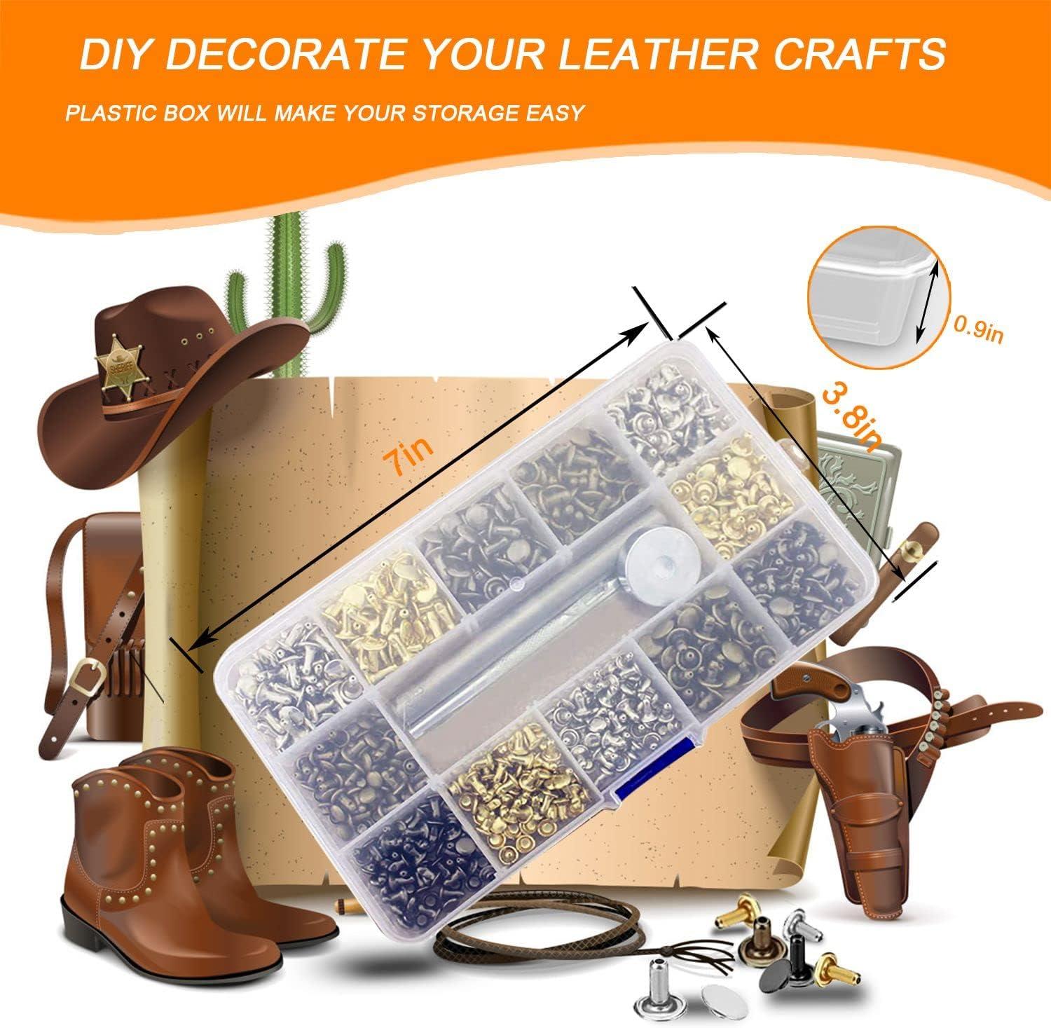 Leather Rivet Kit Brass Rivets for Belt Making DIY Leather Craft Belt Repair