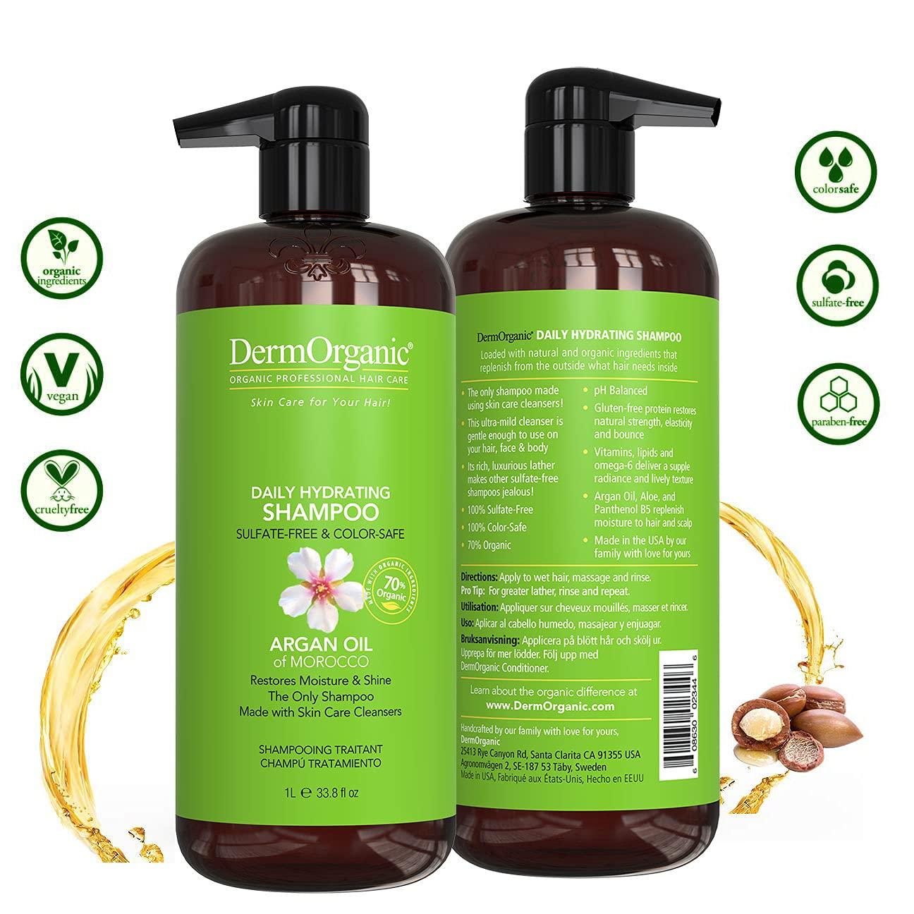 33.8 Hydrating May Color-Safe, Fl Vary) - Daily Shampoo Oz & 33.8 Argan Oil DermOrganic fl.oz. with Sulfate-Free (Packaging