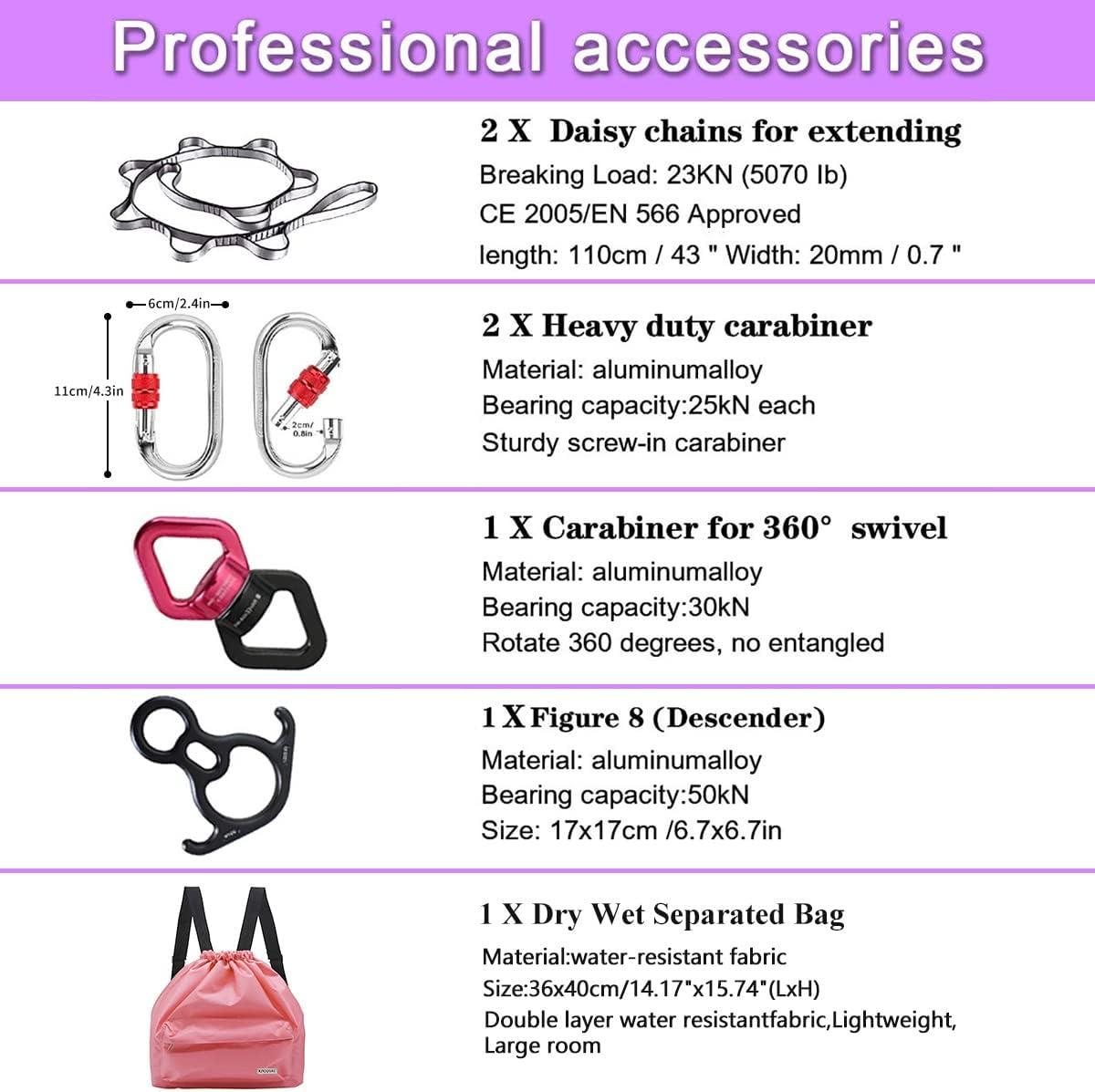 Pink Aerial Silks Deluxe Equipment Set For Aerial Yoga, Aerial Yoga - View #8