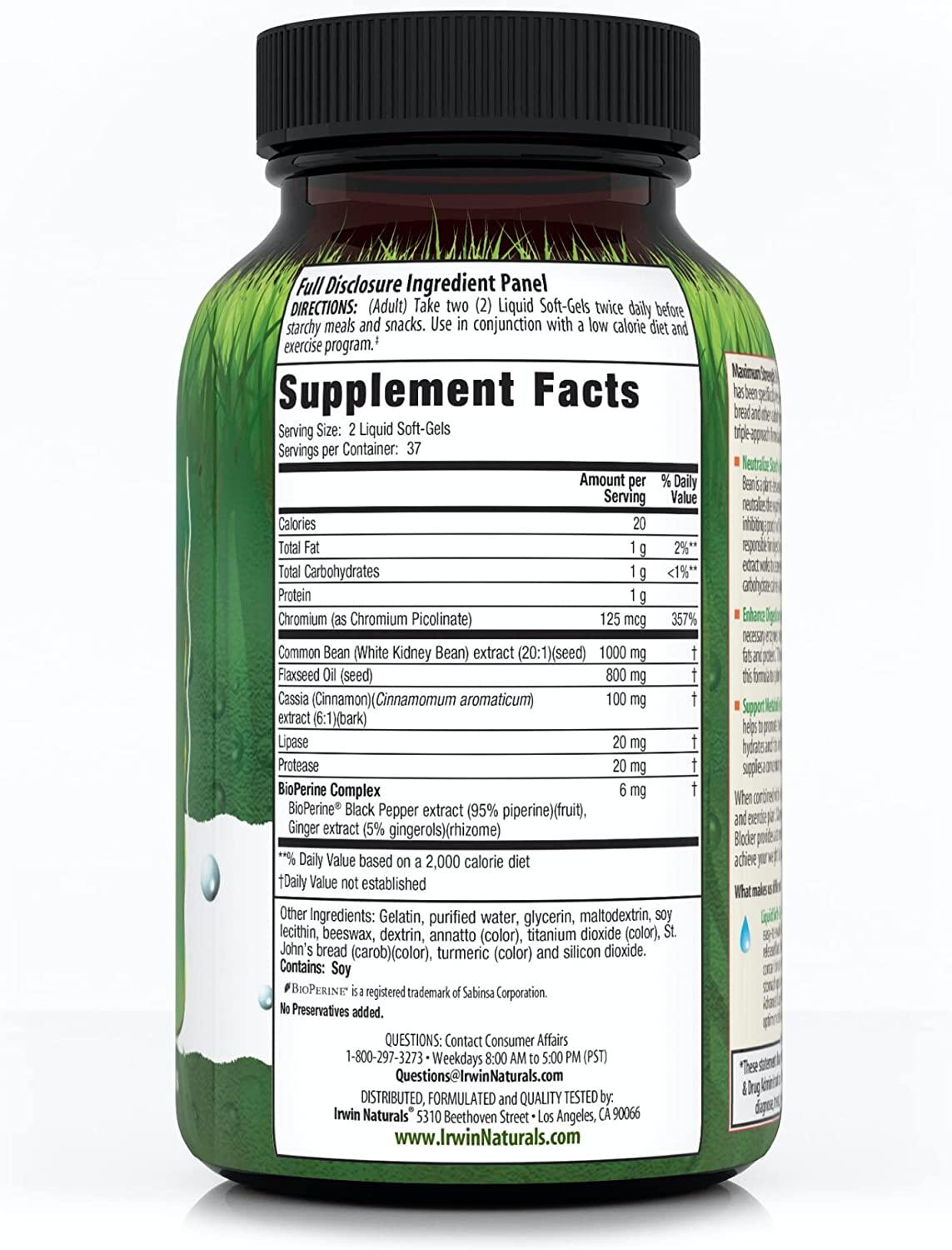 Irwin Naturals 3In1 Carb Blocker Maximum Strength 75 Liquid SoftGels