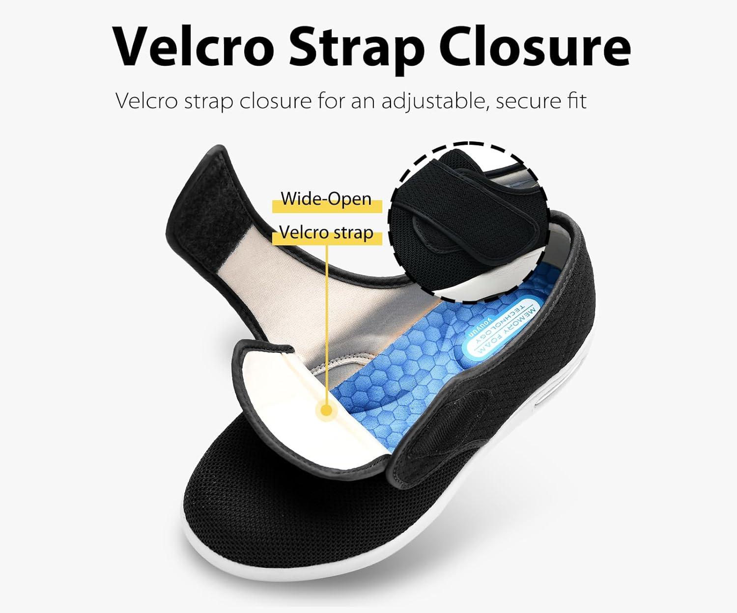 ERLESEN Diabetic Shoes for Women Velcro Shoes for Men Extra Wide Widths Edema Shoes for Swollen