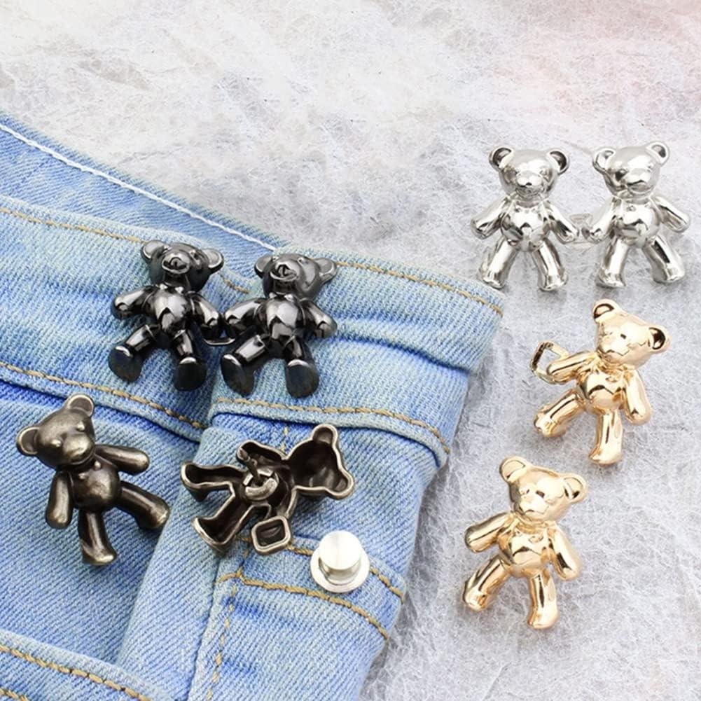 Cute Bear No-sew Waist Button, Jean Buttons Pins For Loose Jeans
