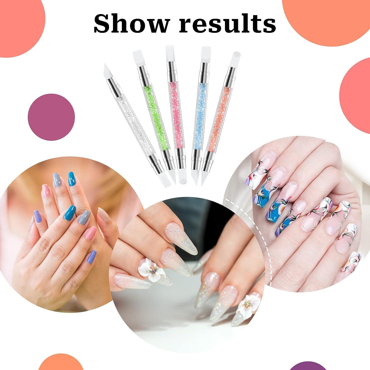 5 Pcs Nail Art Sculpture Pen Dual Tipped Silicone Nail Tools Nail Art  Acrylic Pen Silicone Brushes for Resin Nail Art Tools for Design Nail Foil  Carving Drawing Effect Shaping Drawing