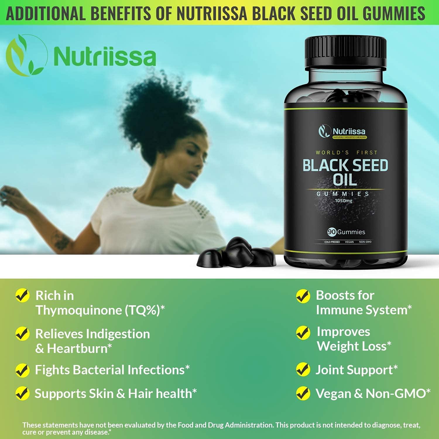 Nutriissa Organic Black Seed Oil Gummy World's First Gummies w/ 4