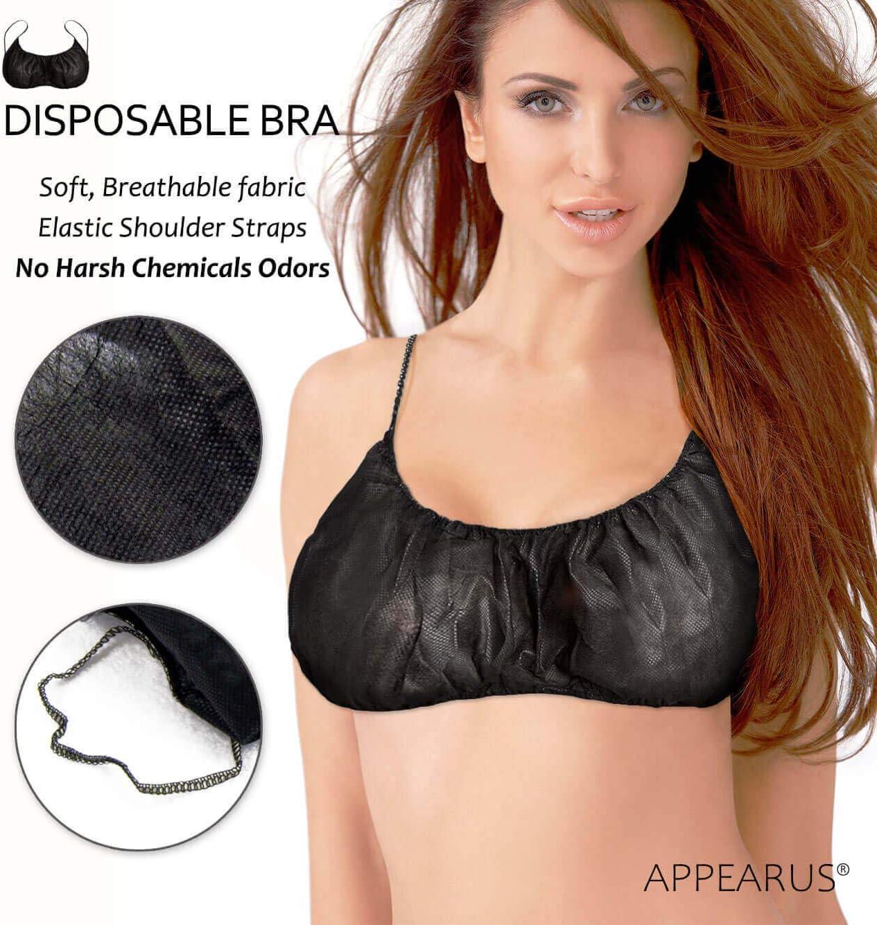 APPEARUS 50 Ct. Disposable Bras - Women's Backless Spa Bra for Spray Tanning  and Body Treatments Black Backless (Shoulder Straps)