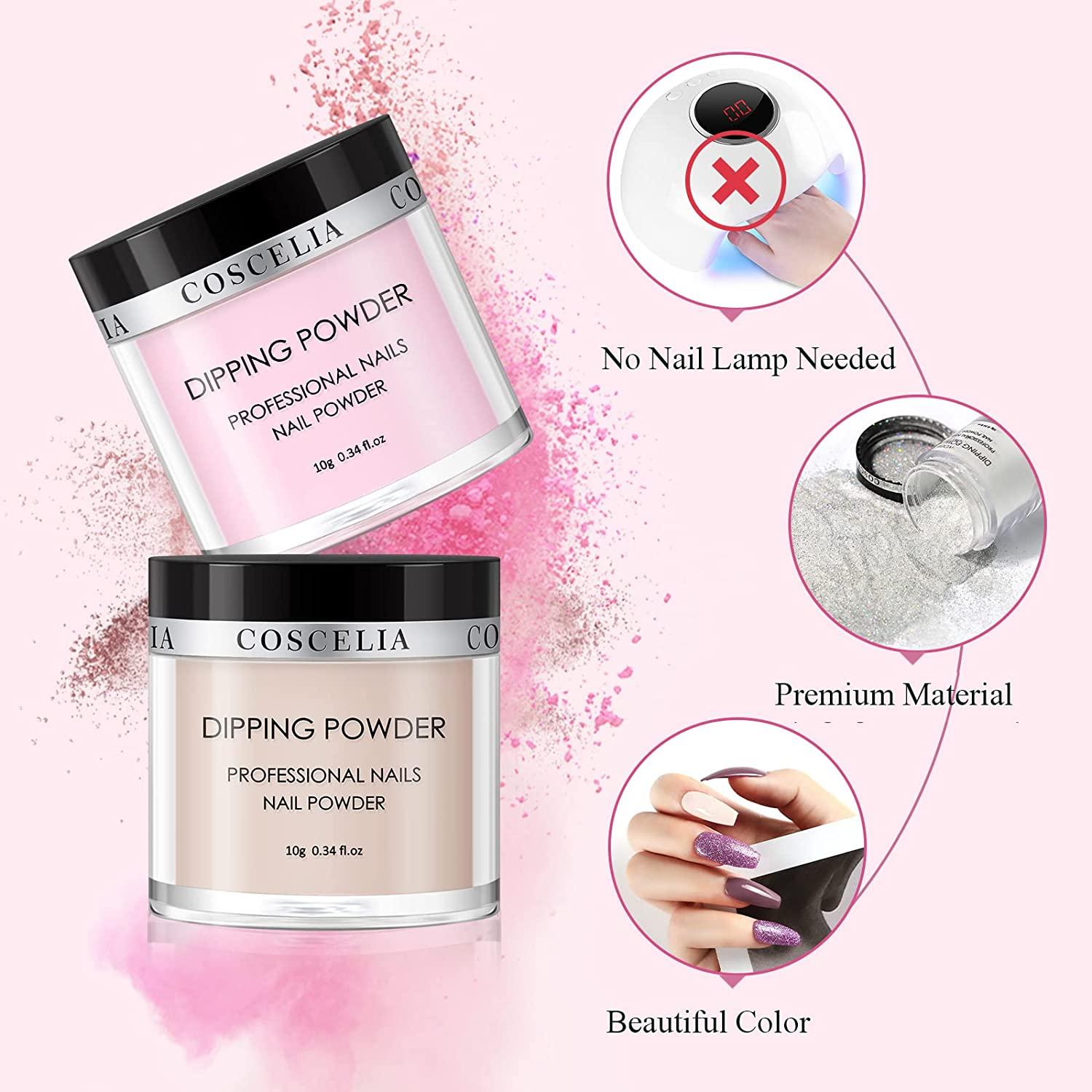 Dip Powders Nail Kit with 12 Colors Dipping Powders Top Coat Base Coat