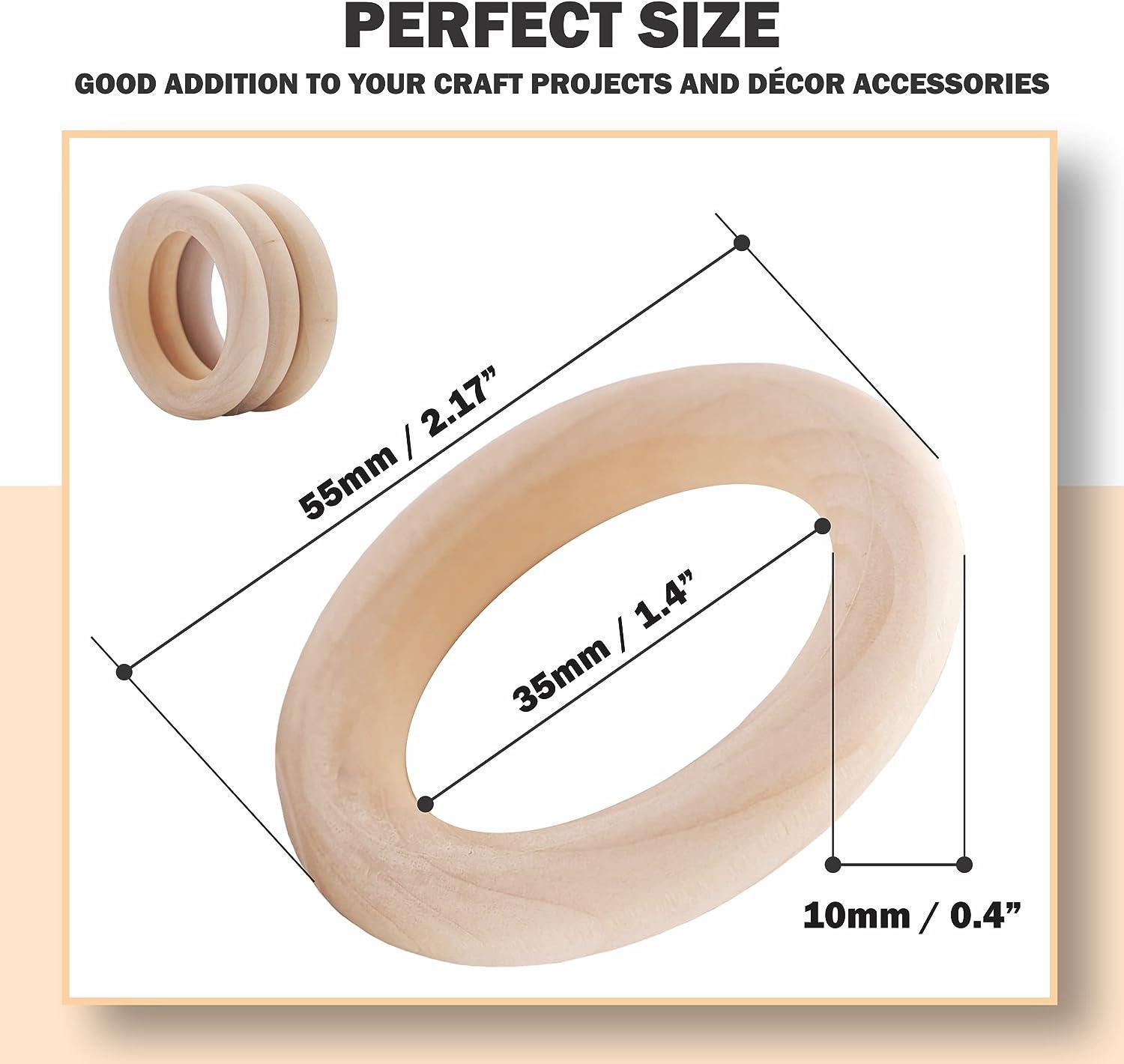 WUUDAR 20Pcs Wooden Rings for Crafts 55mm - Smooth Unfinished