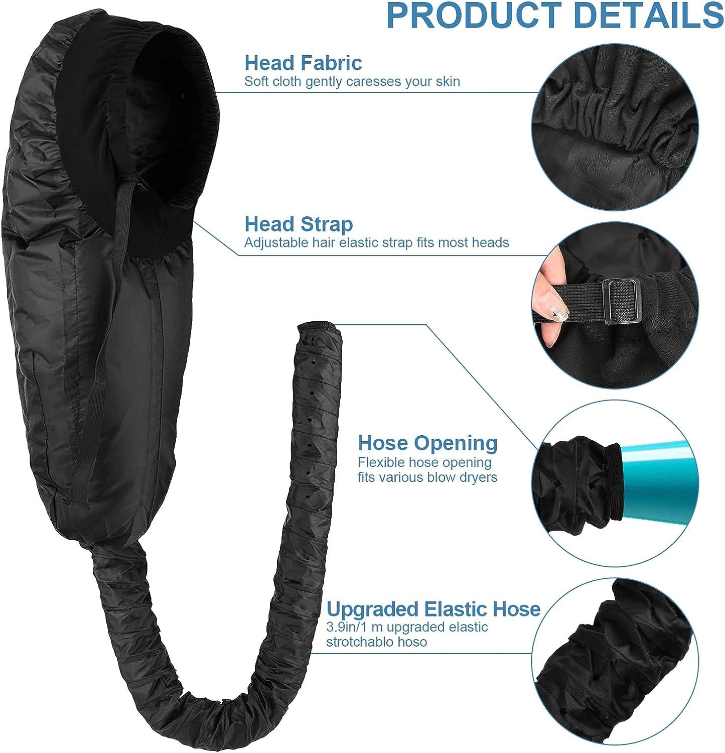 Hood Hair Dryer Attachment for Quick Drying & Natural Curls Black