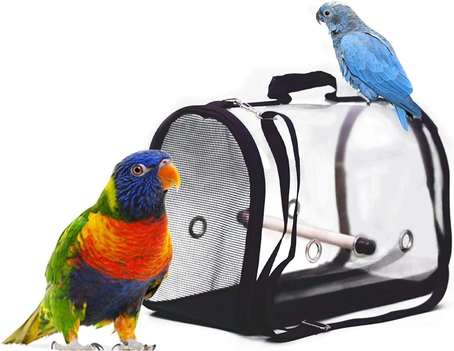 Bird Carrier Bag, Breathable Clear Cockatiel Cage, Parakeet Carrier With Perch, Long-lasting Durability, Spacious Interior Comfort, Small Animal Transport Bag For Lovebirds