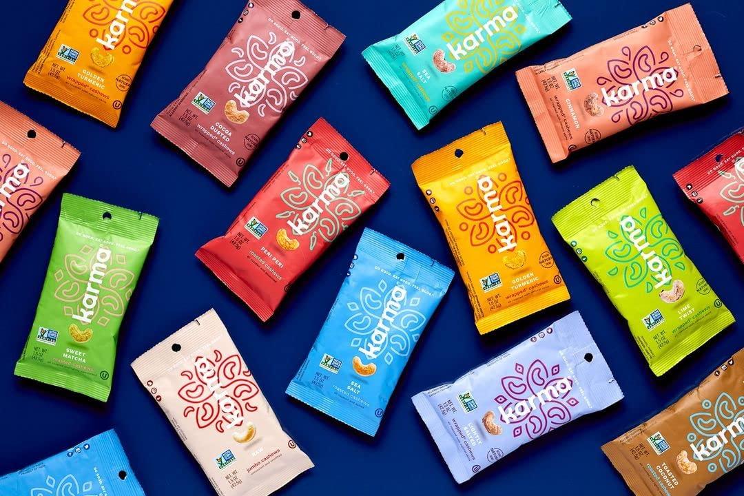 Karma Nuts Sample Flavors Variety Pack Whole Roasted Cashews, Vegan