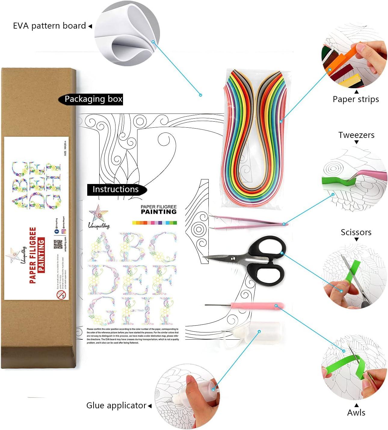 Uniquilling Kit de relleno de papel para adultos, sonrisa de 8 x 10  pulgadas, exquisito hecho a mano para principiantes, manualidades, kits de