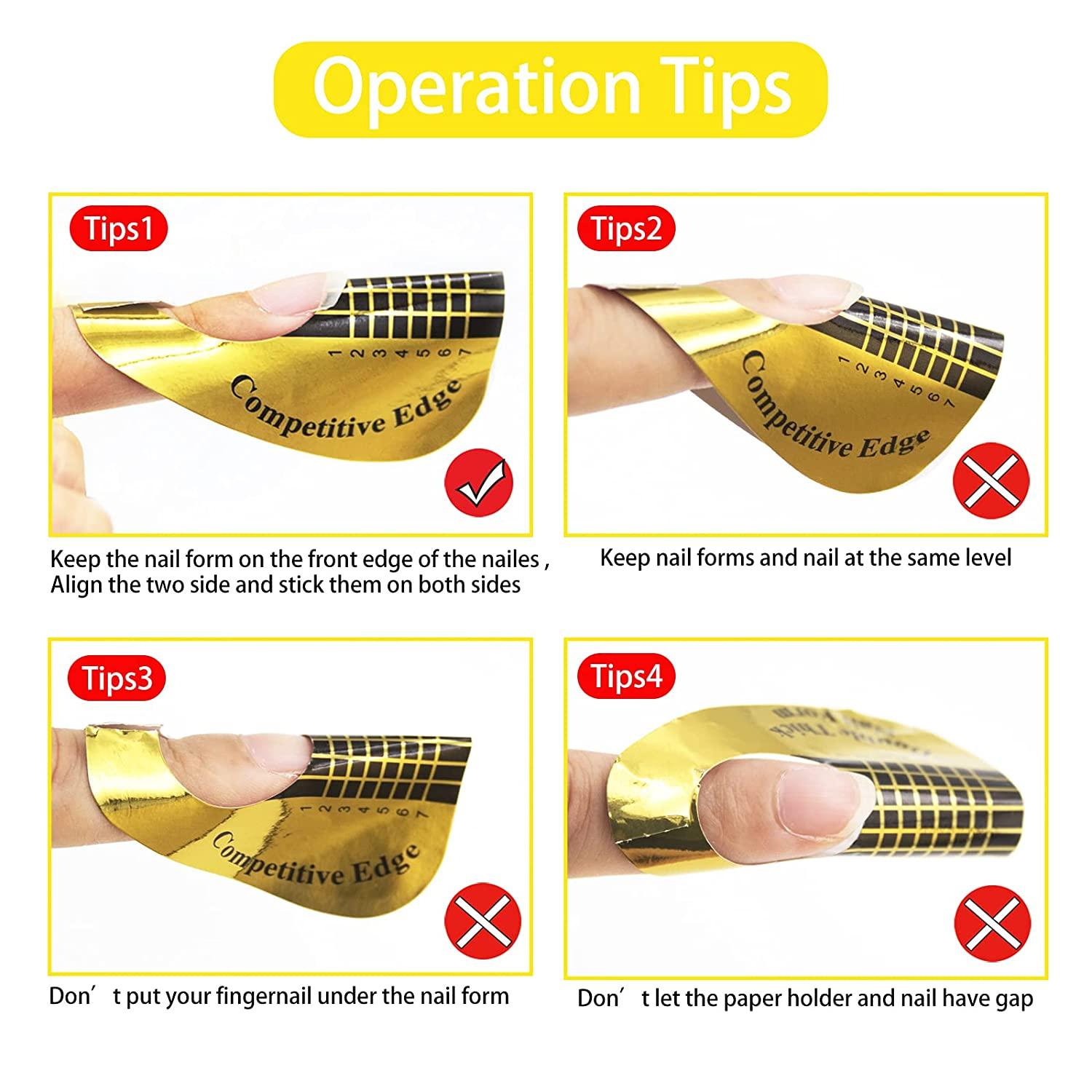 Nail Forms for Acrylic Nails, 500 PCS Nail Extension Forms, Gold Horseshoe Polygel Nail Form