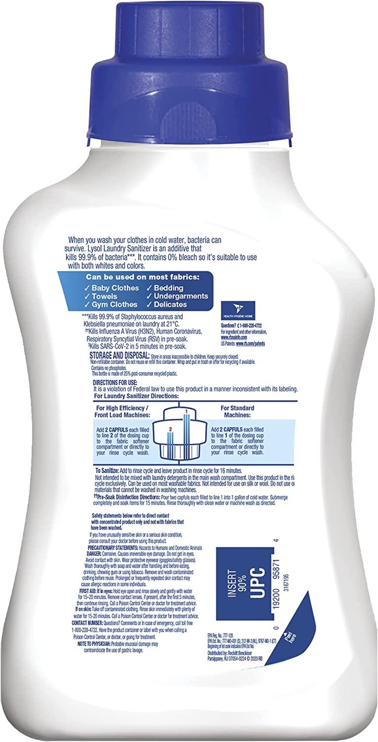 Lysol Laundry Sanitizer Additive, Sanitizing Liquid for Clothes and