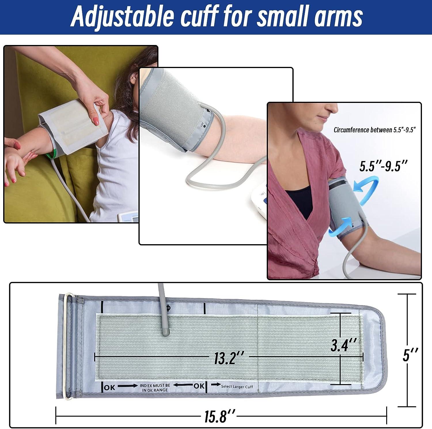 5.9-9.5 Small Blood Pressure Cuff Arm - BP Replacement Cuff for  Individuals with Thin Tiny Upper Arms, 6 Size Connectors Compatible with  Omron and