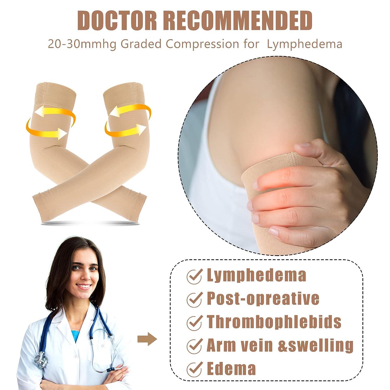 3 Pairs Lymphedema Compression Arm Sleeve 2030mmHg Full Arm Support