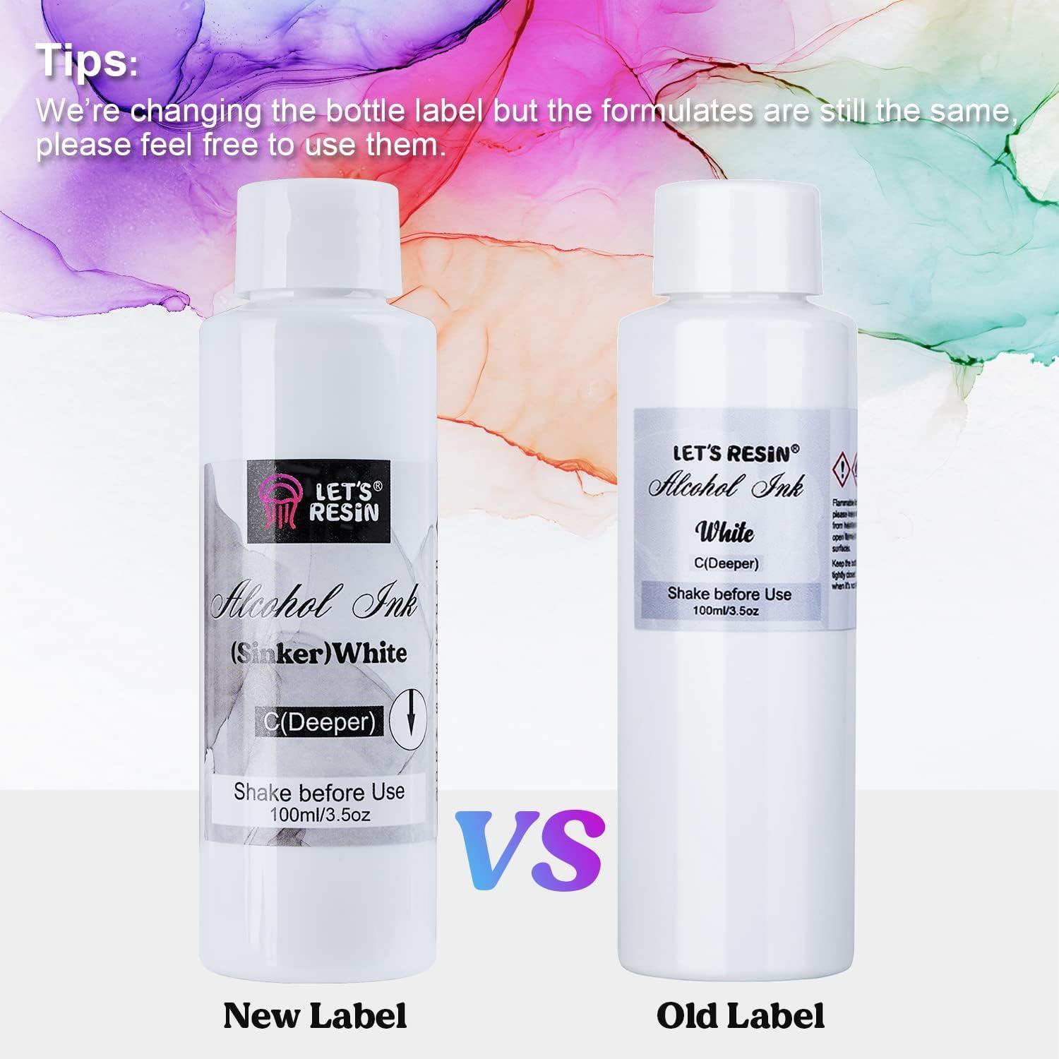 LET'S RESIN White Alcohol Ink for Resin, Alcohol Ink White Colors,2 Bottles  Each 3.5oz,Adjustable Alcohol-Based Resin Ink,White Resin Pigment for