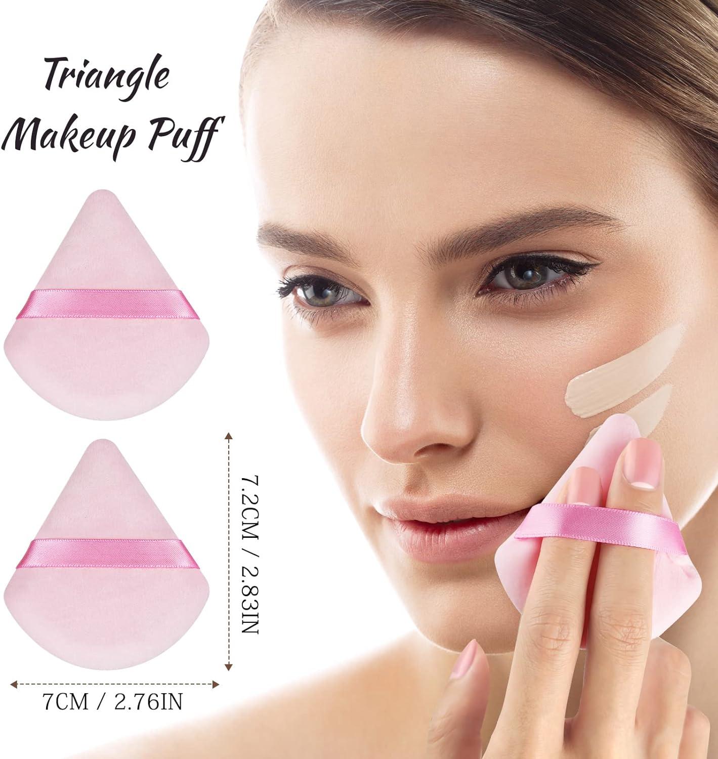 2 Pcs Triangle Powder Puff Face Soft Triangle Velvet Makeup Powder ...