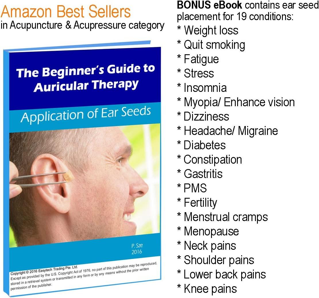 MultiCondition Ear Seeds Acupuncture Kit 600 Counts, eBook Placement Chart, Probe, Acupressure