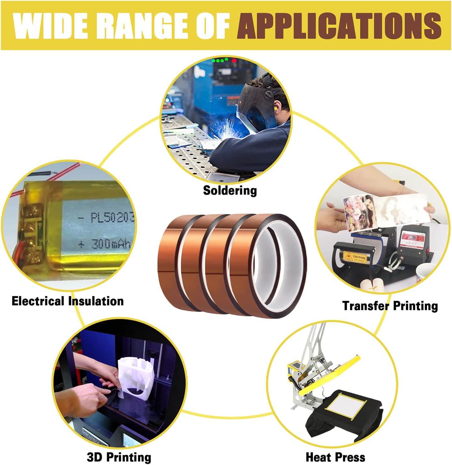 MEBMIK 4 Rolls 20mm x33m (108ft) High Temperature Heat Resistant Tape