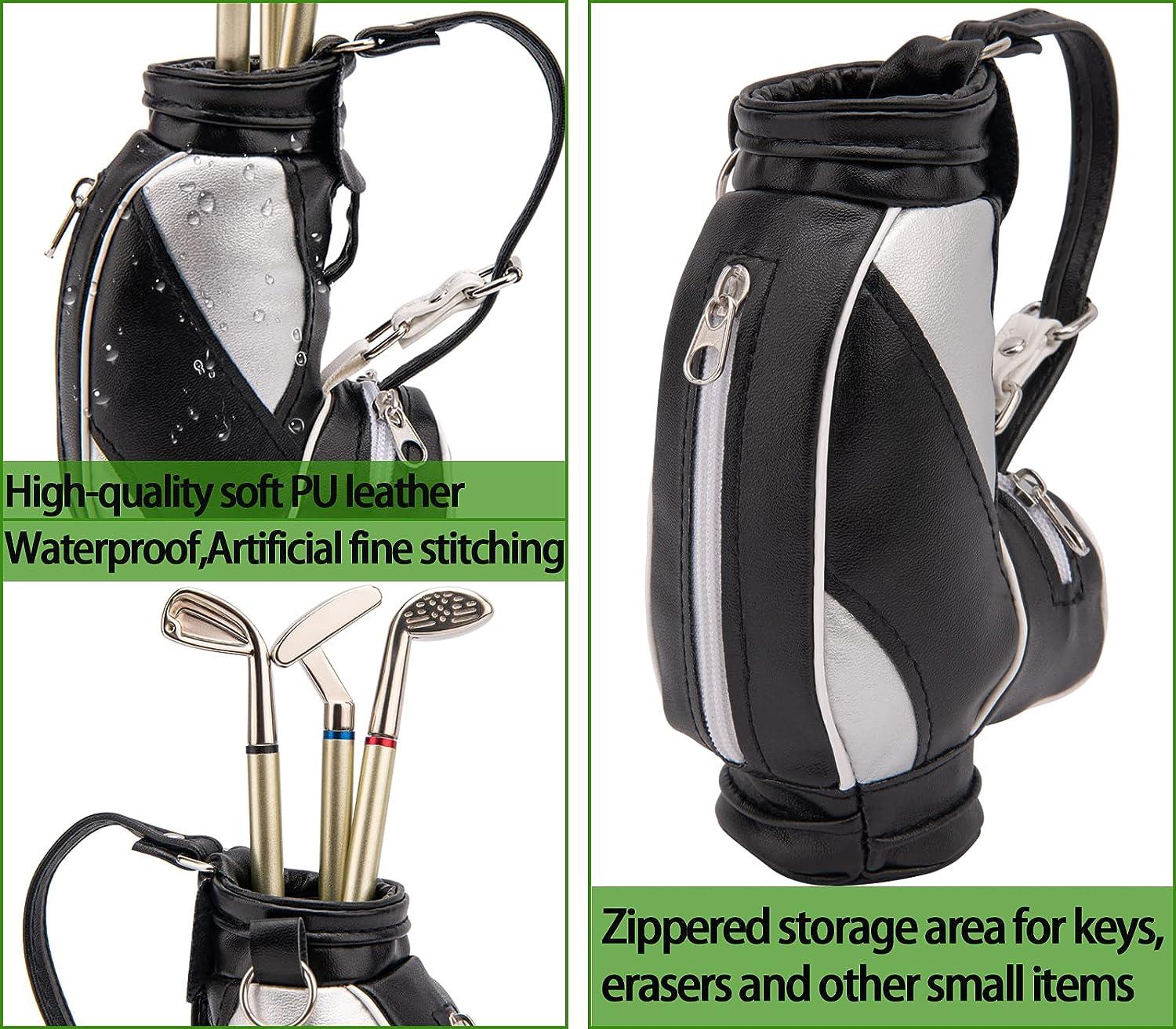 Golf Bag Pen Holder with Golf Pens Clock 3 Pieces Golf Club Pens Set