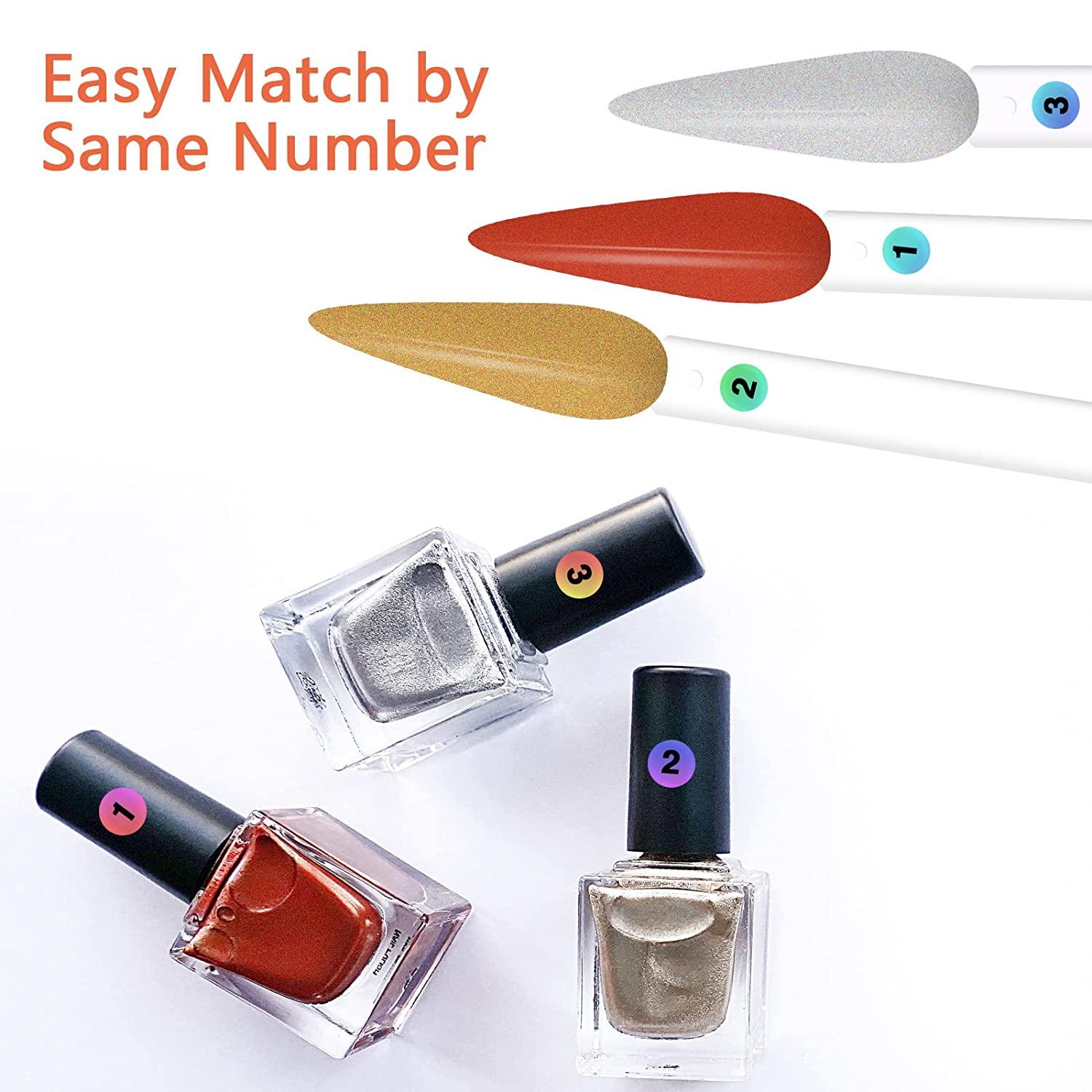 100 ps Nail Swatch Sticks with Number Stickers, Nail Color Display