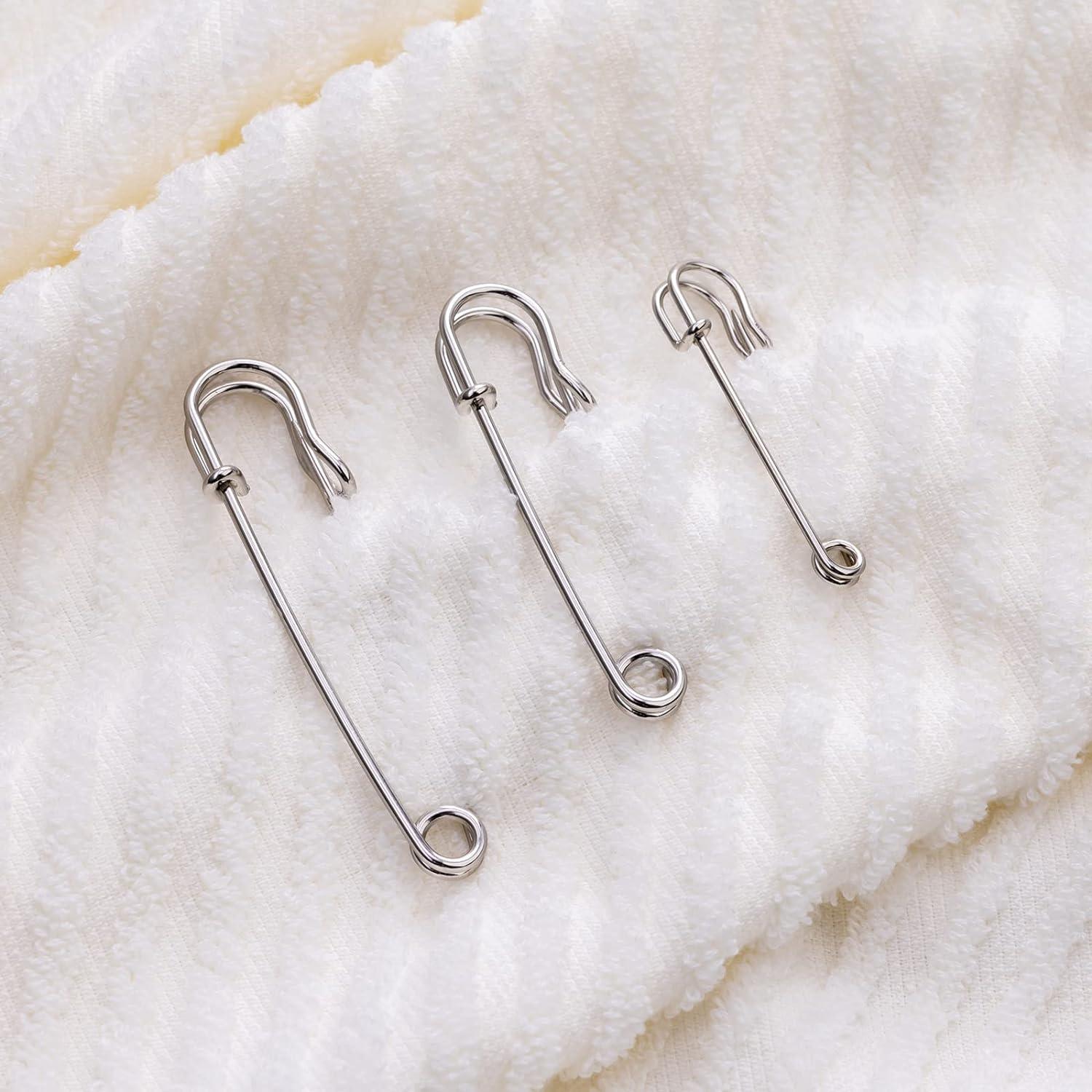 40 Pack Black Large Safety Pins, 2 Heavy Duty Blanket Pins for All Kinds of Handicrafts, Clothing, Blankets and Other Materials As Well As DIY