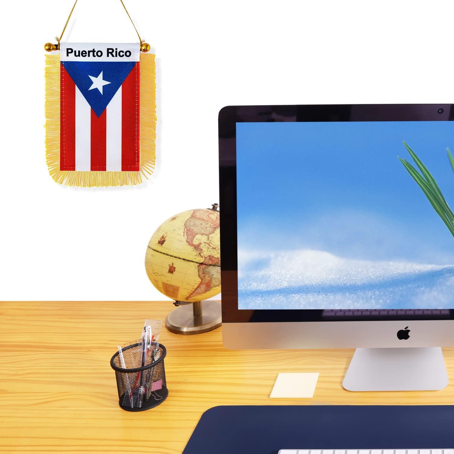 2 Pack Mini Puerto Rico Car Flags with Suction Cup Mirror Decoration ...