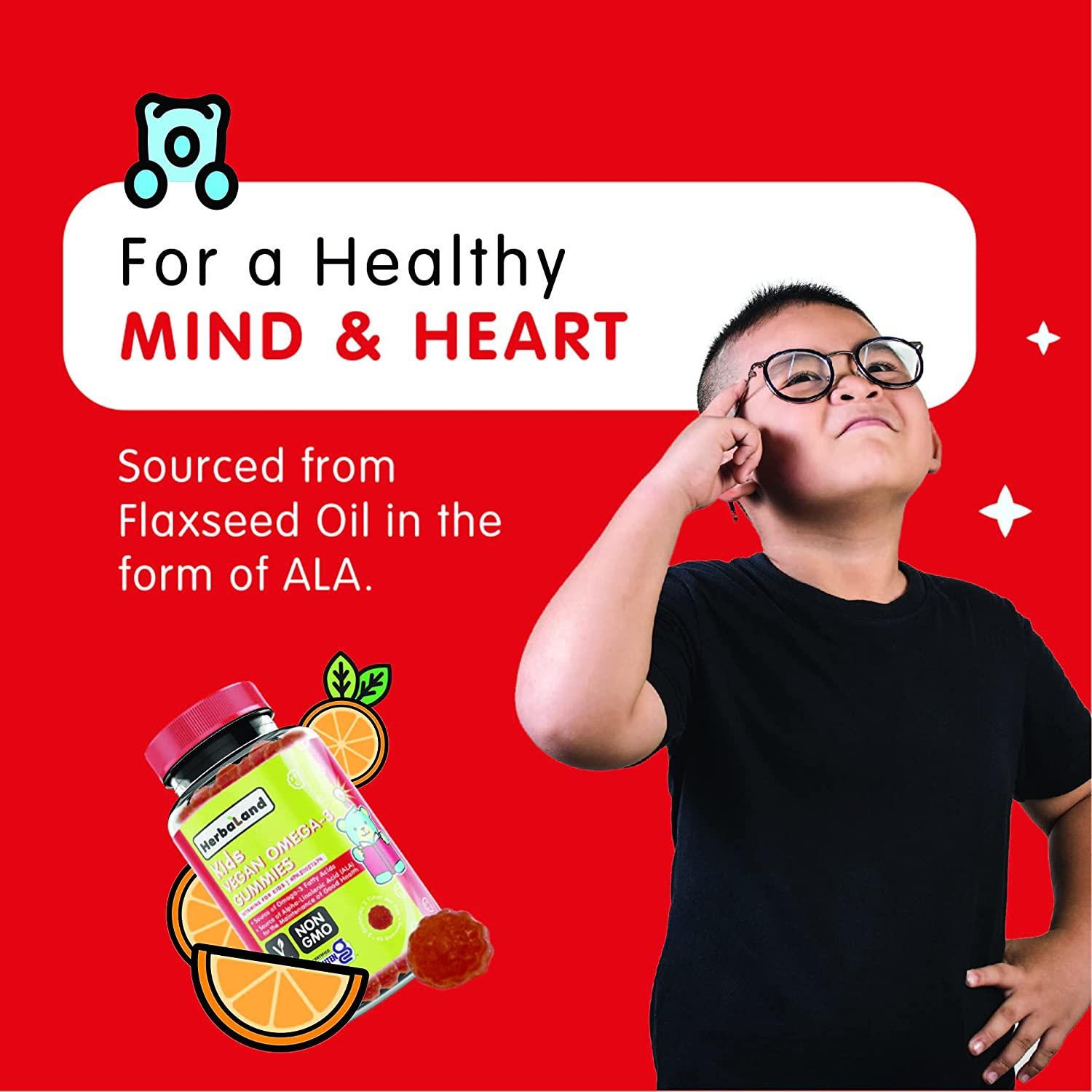 Herbaland Vegan Omega3 Gummies for Kids SugarFree PlantBased Fish