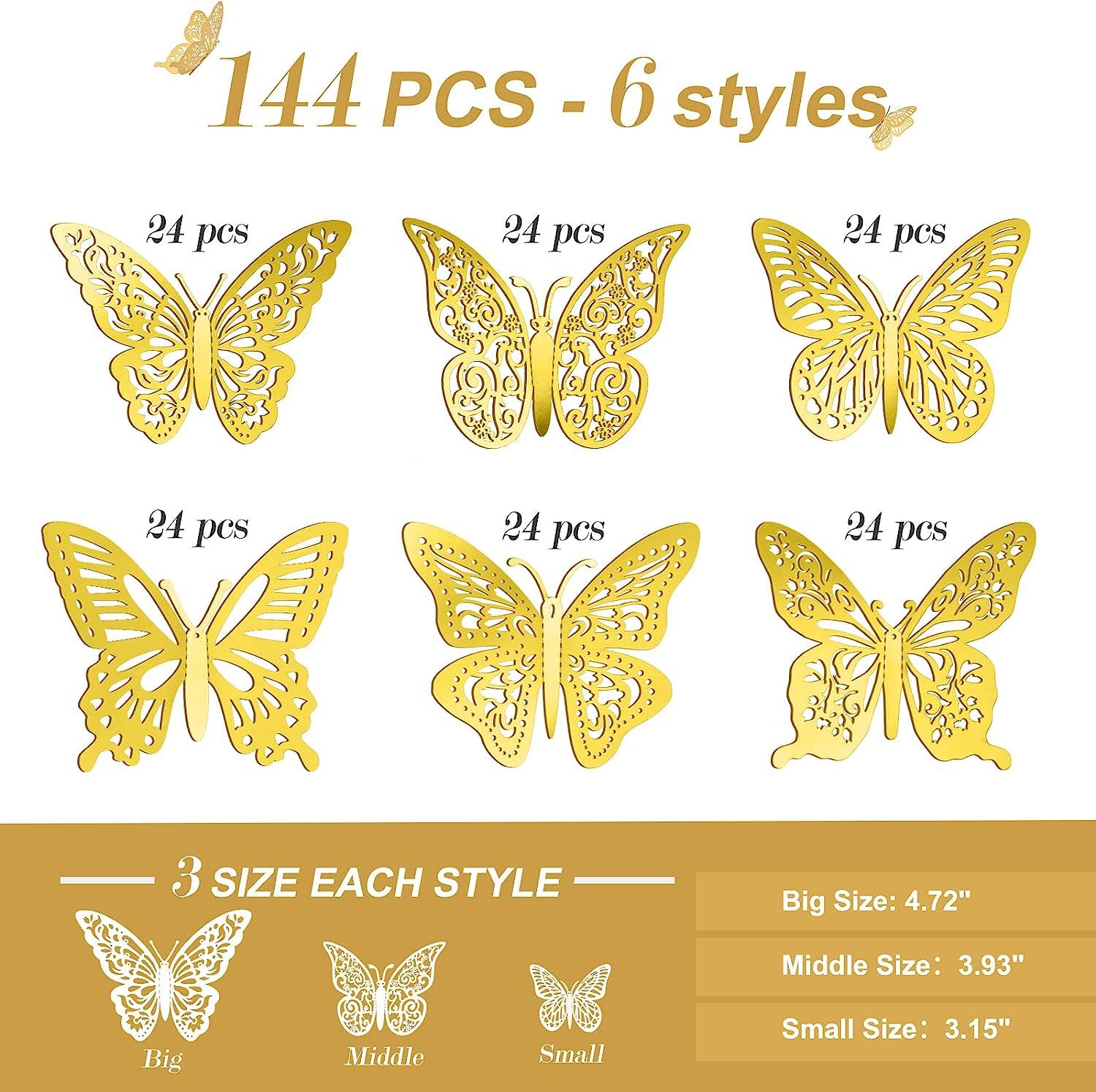 Gold Paper Butterflies, Gold Butterfly Wall Decor, 3d Gold Butterflies, 3d  Butterfly Wall Art, Gold Wall Art, Gold Party Decorations 