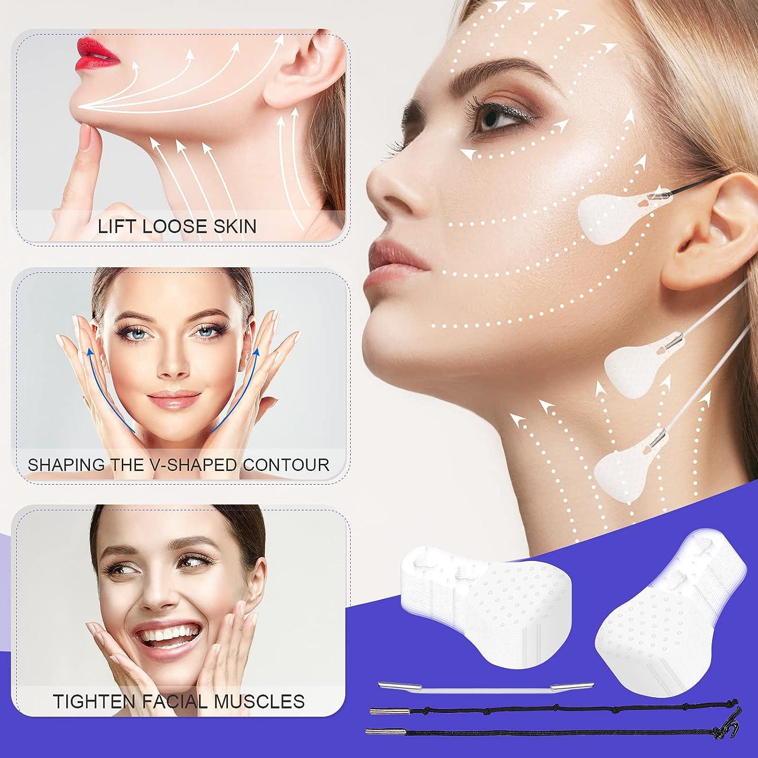 Senhorita Face Lift Tape, 60Pcs Face Tape Lifting Invisible with Strings,  Ultra-thin Face Makeup Tool to Lift Saggy Skin Hide Facial Wrinkles &  Double Chin 60Pcs (Tape)