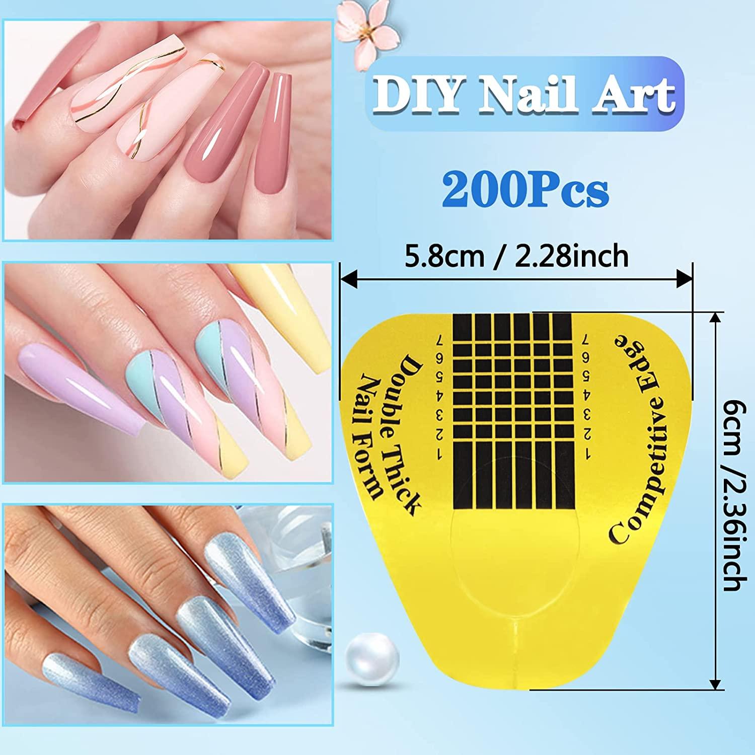 200 PCS Nail Forms for Acrylic Nails, Gold Horseshoe Nail Extension ...