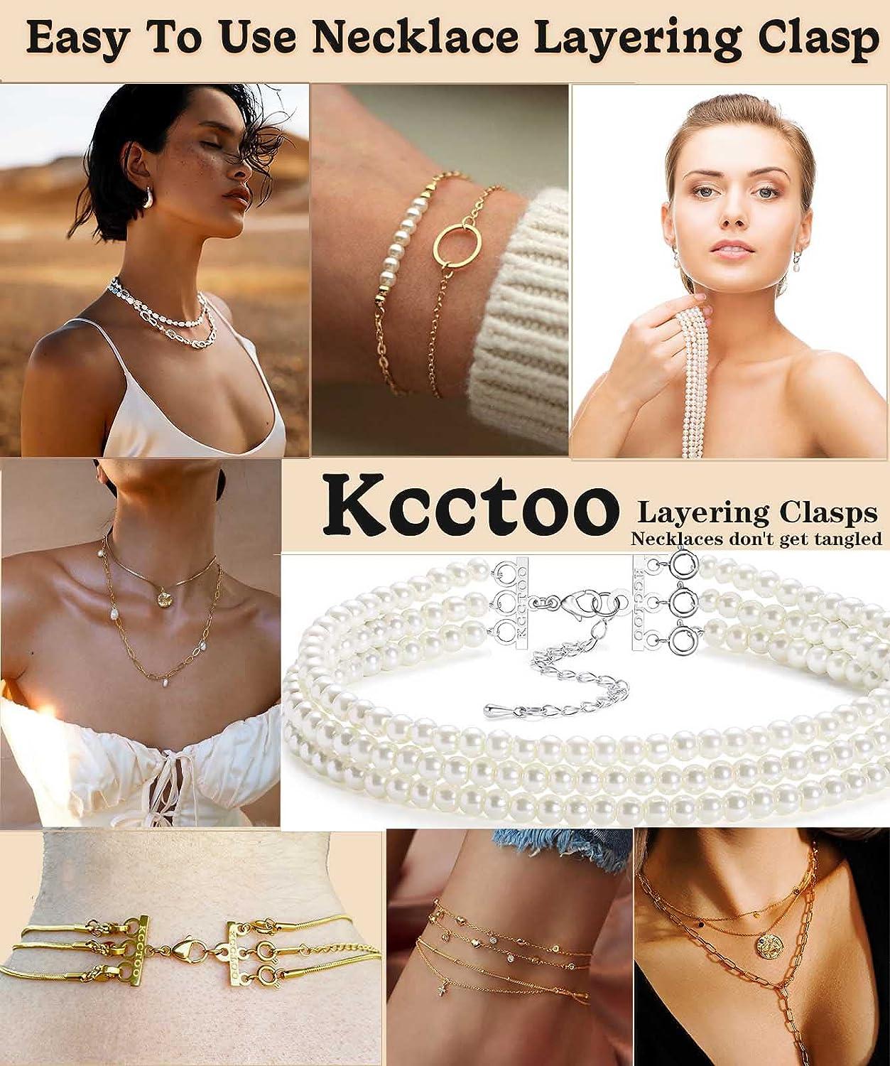 Kcctoo Necklace Connectors for Multiple Necklace Layering Clasps 18K Gold  and Silver Womens Jewelry Separators Gold 3 Clasps
