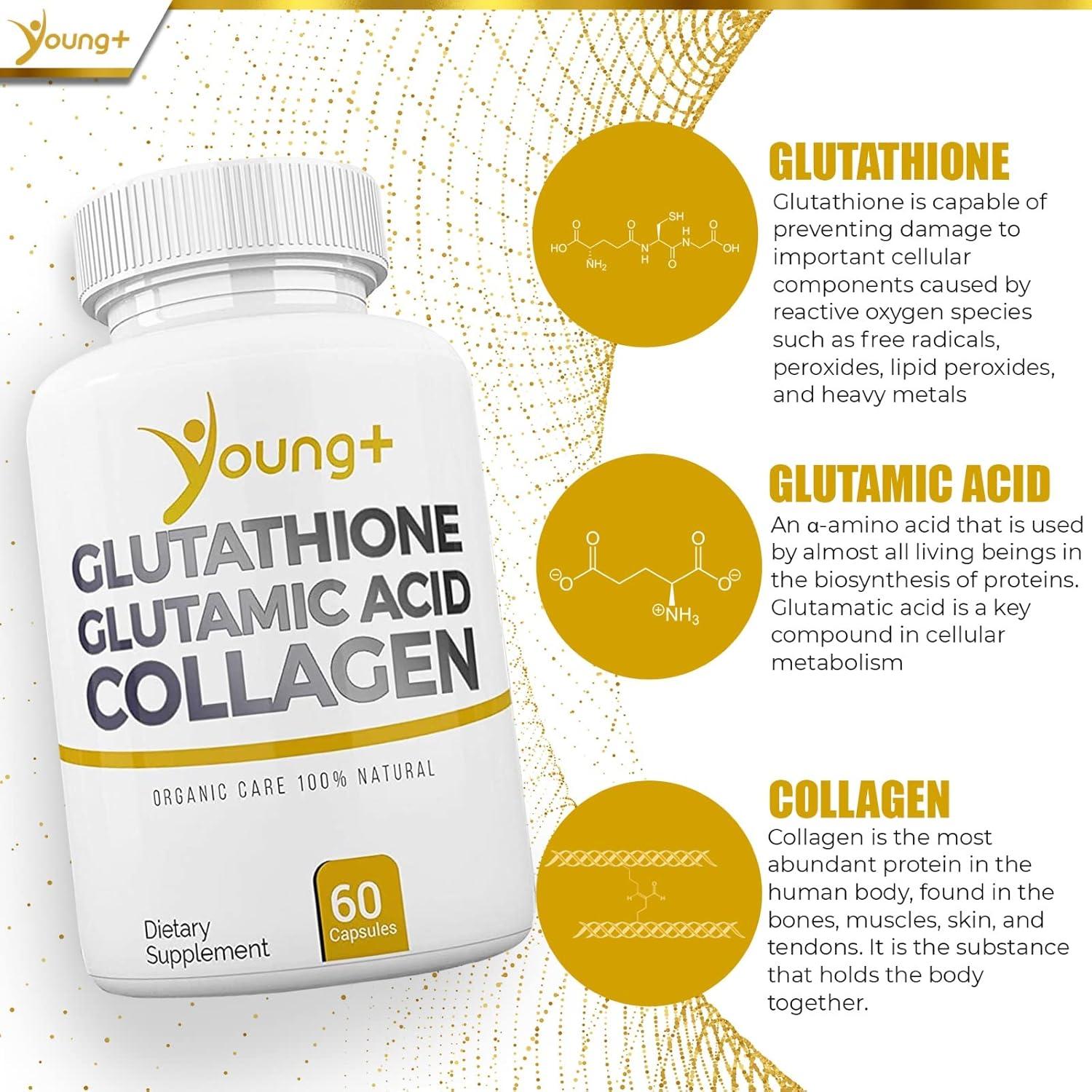 Buy Young+ Glutathione Glutamic Acid & Collagen Antioxidant Supplement 1000mg 60 Capsules for Optimal Health | Shop Internationally | Buy Now with Express International Delivery | GoSupps.com Buy Young+ Glutathione Glutamic Acid & Collagen Antioxidant Supplement 1000mg 60 Capsules for Optimal Health | Shop Internationally | Buy Now with Express International Delivery | GoSupps.com