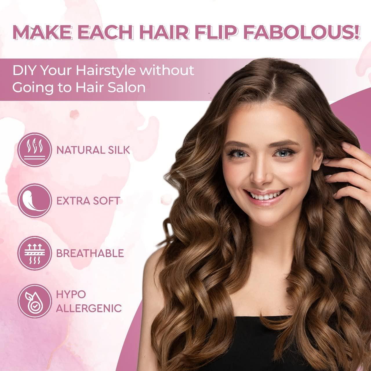 Heatless Hair Curler for Long Hair, No Heat Silk Curling Ribbon Rods