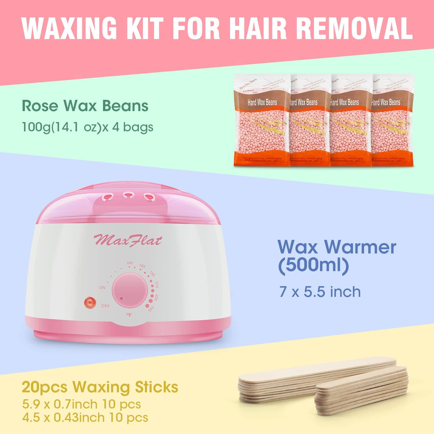 Wax Machine Hard Wax Kit for Hair Removal MaxFlat Wax Pot at Home
