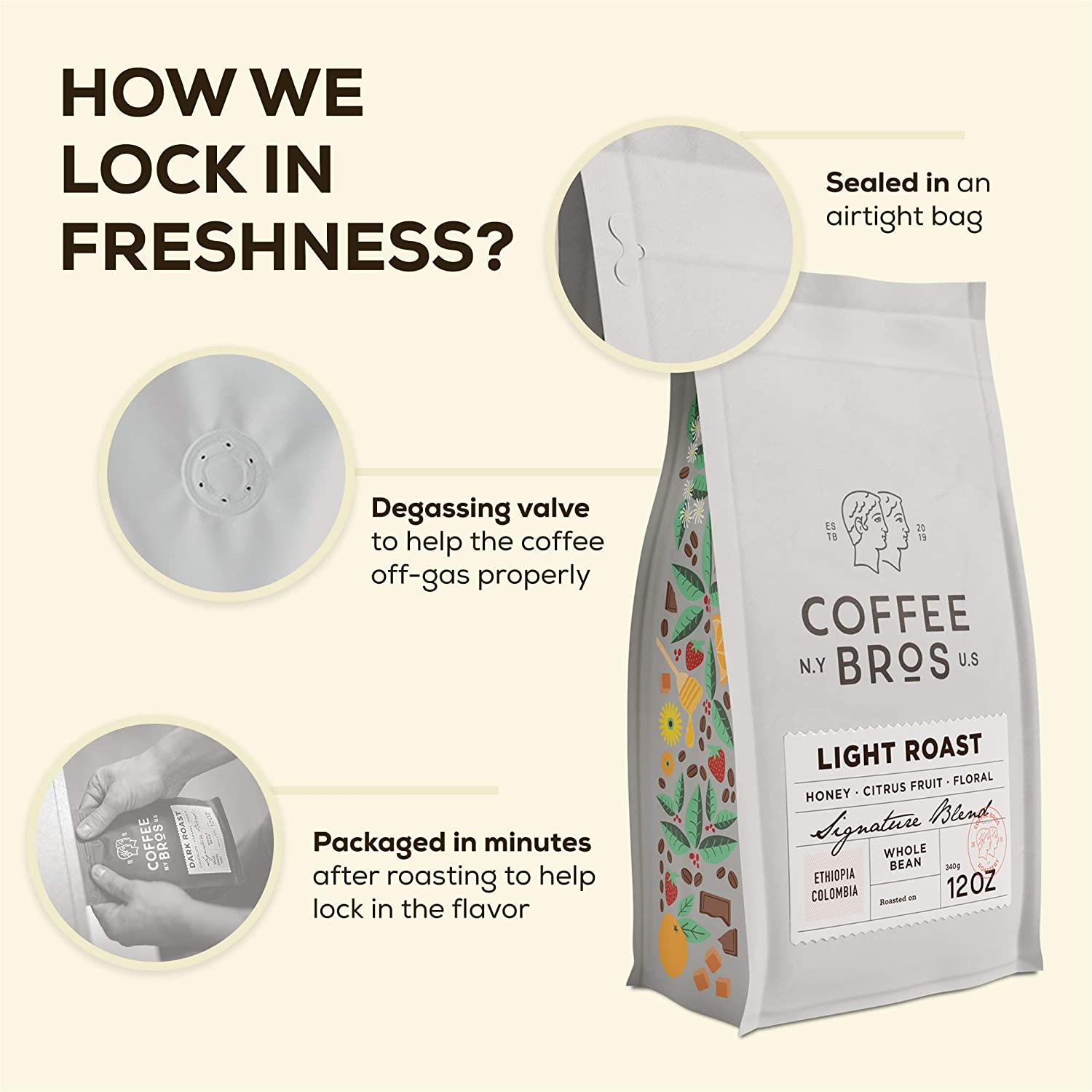 Coffee Bros., Light Roast Whole Bean 100 Arabica 1 Bag (12oz) Ethiopia