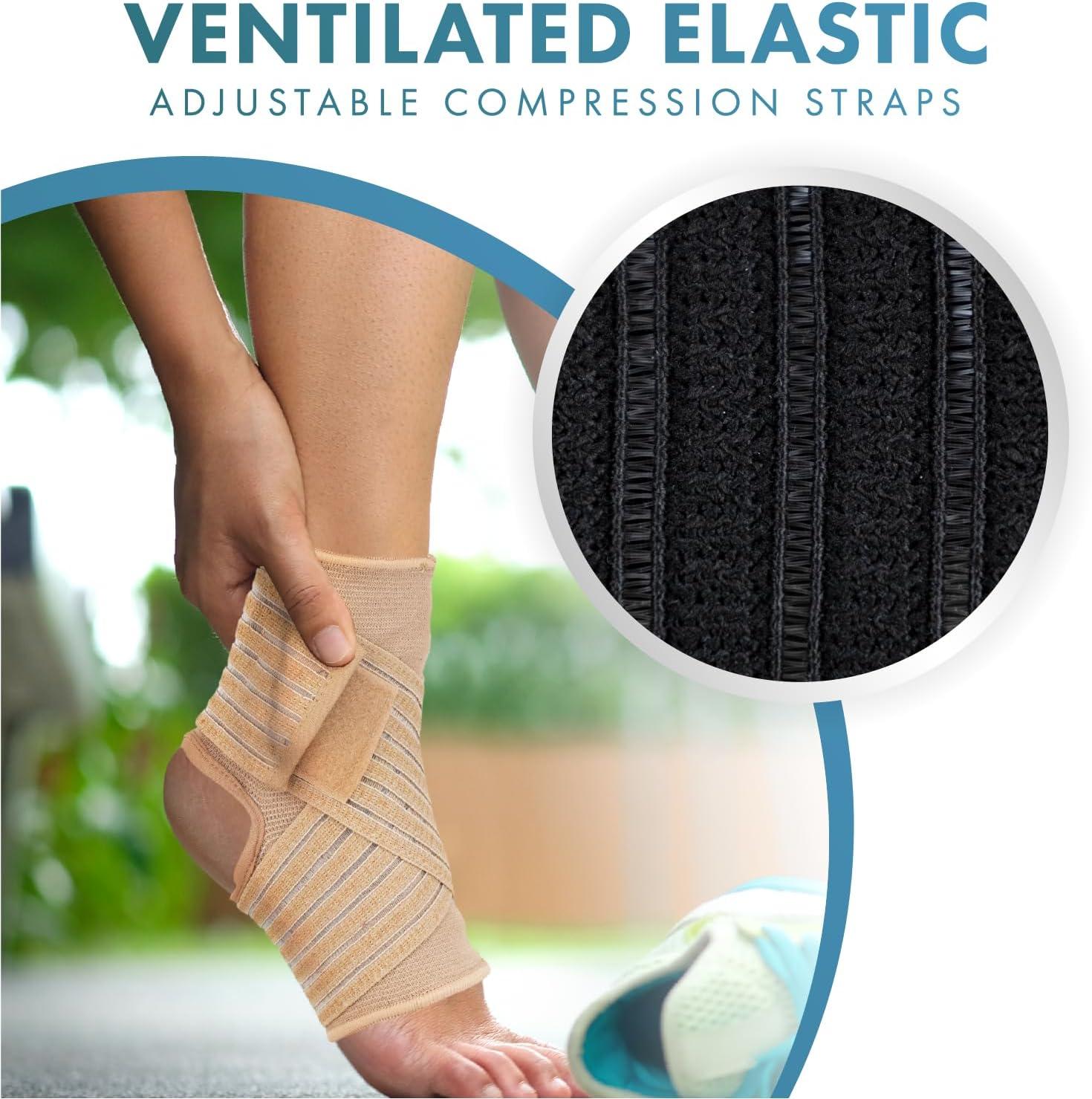 2 Ankle Brace Support Elastic Compression Wrap Sleeve Sports Relief Foot Pain M - View #9