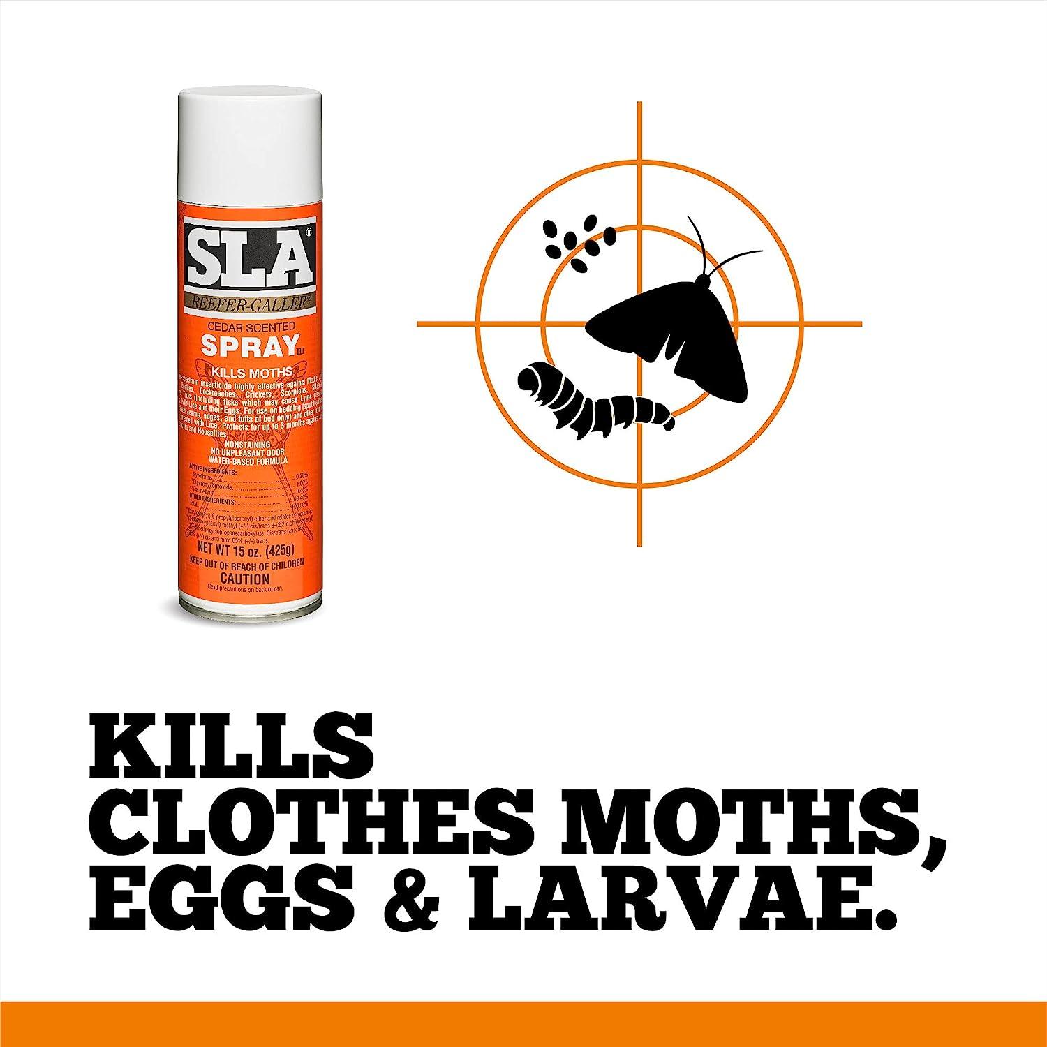 Reefer-Galler SLA Cedar Scented Moth Repellent Spray - Kills Moths Bed Bugs  and Pests on Contact, 15 oz