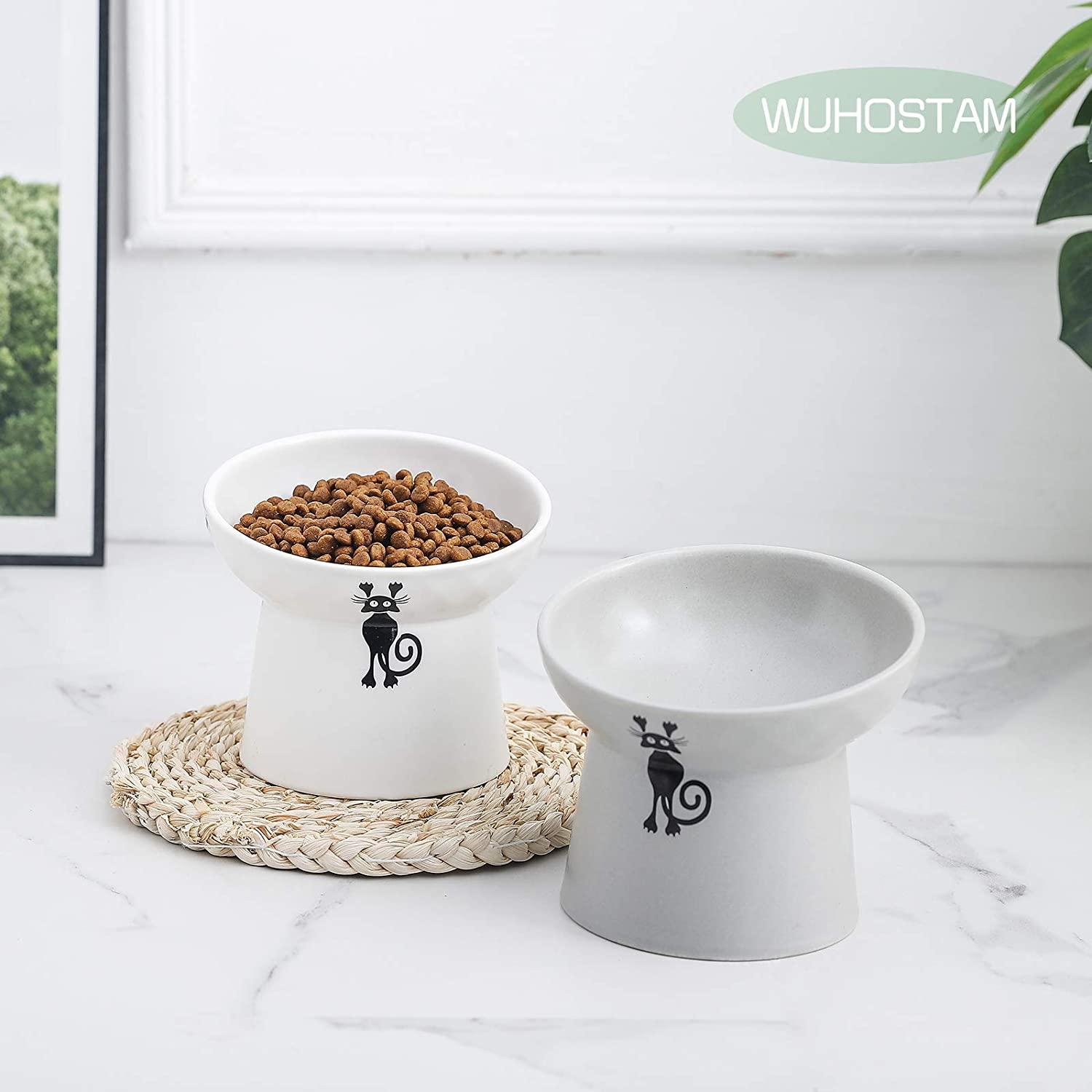 Prefurred Pet Elevated Cat Food Bowl Set. Two Elevated Cat Bowls, Cat  Dishes for Food and Water. Porcelain Raised Cat Bowl, Small Pet Dog Bowl.  Wide Tilted Cat Food Bowls. DINNER/DRINKS