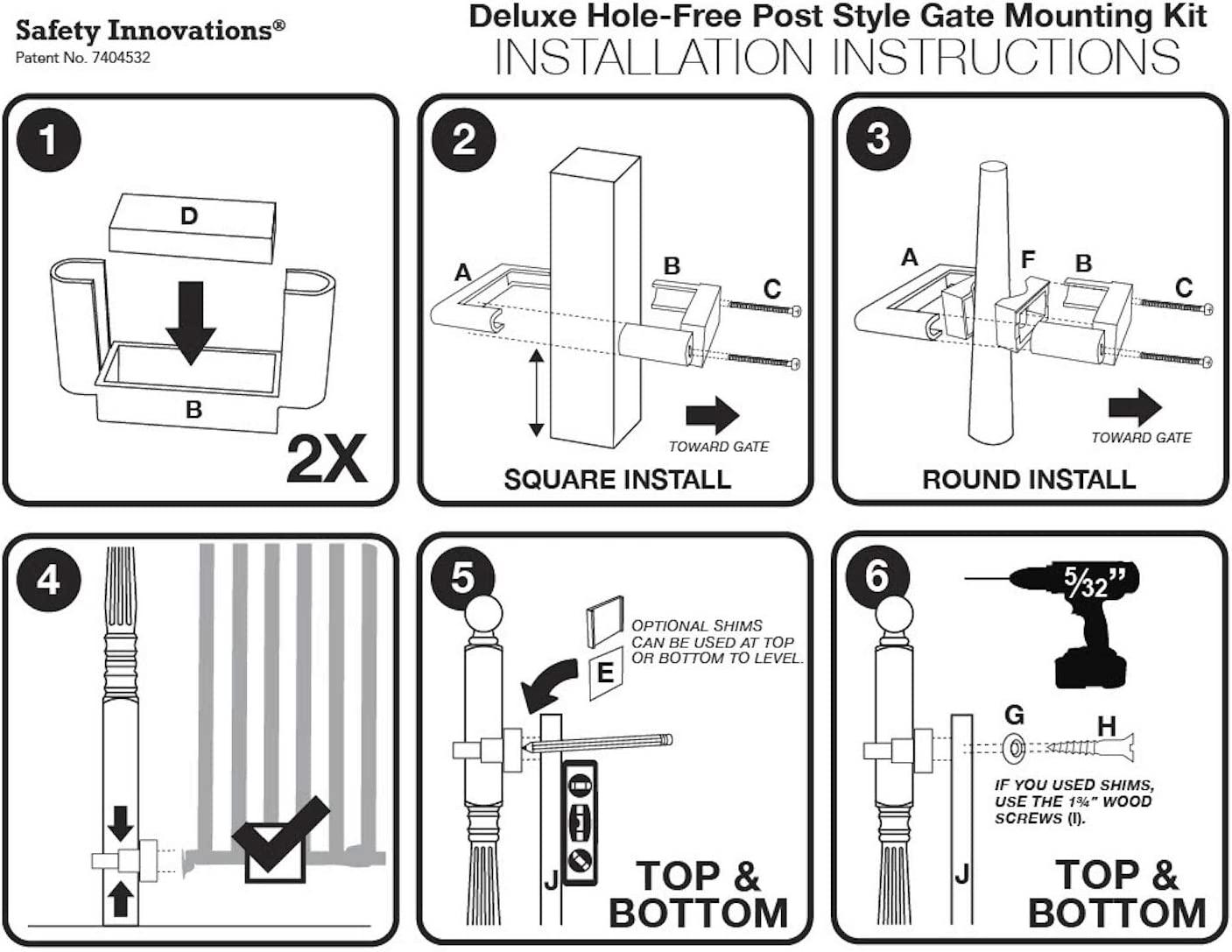 No hole stairway baby gate outlet mounting kit