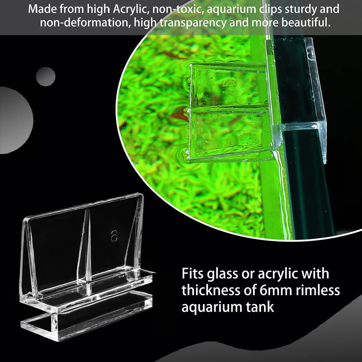 LEEFONE 16 PCS 6mm Acrylic Aquarium Cover Clip, Clear Fish Tank Glass