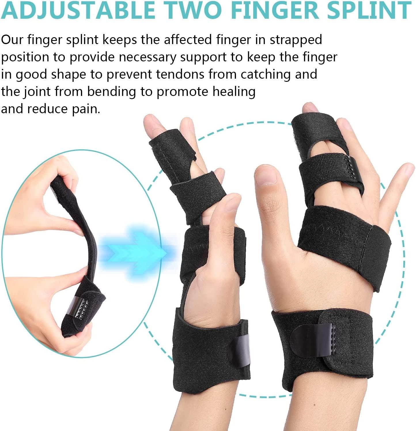 2 Finger Splint Trigger Finger Splint, Adjustable Two Finger Splint