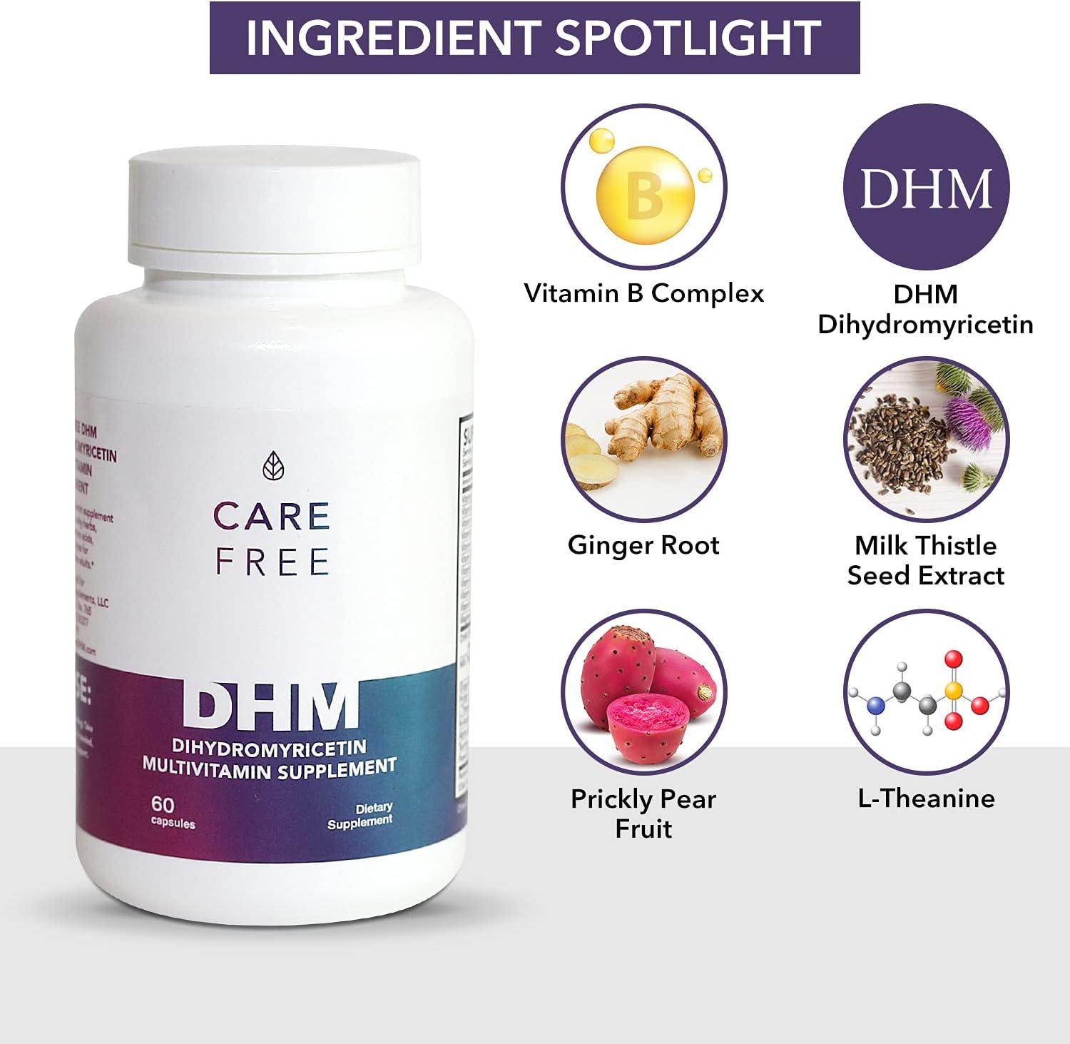 Carefree DHM Dihydromyricetin 600mg + Multivitamin Natural Hangover