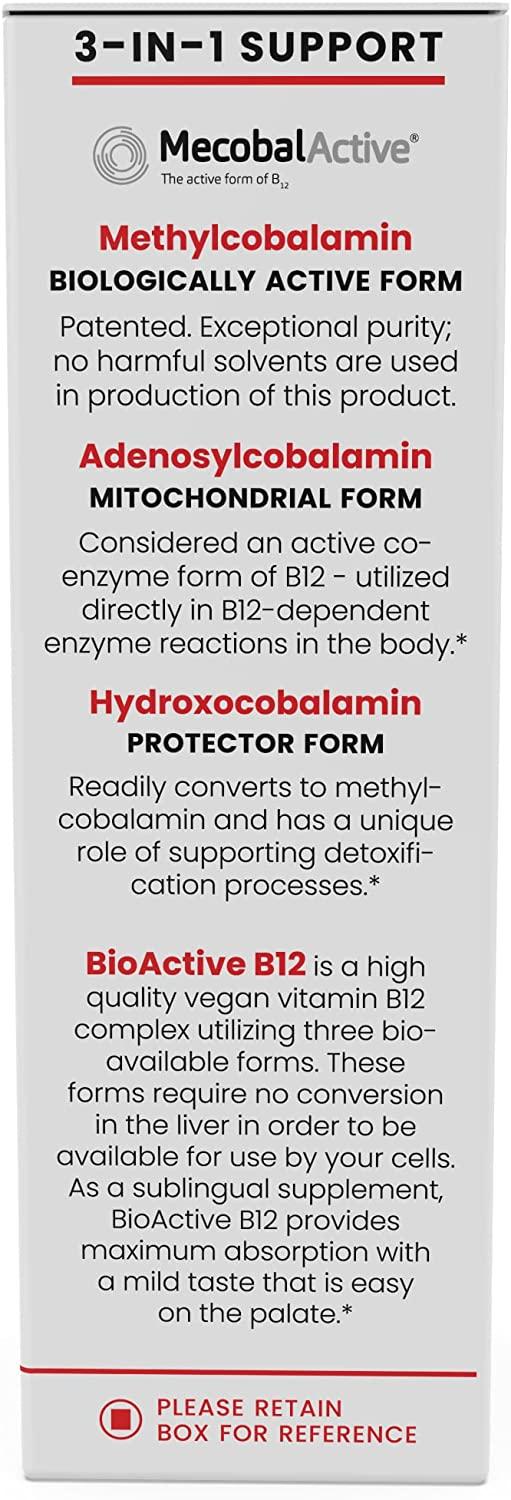 BioActive Vegan Vitamin B12 Sublingual Liquid Supplement B12 Liquid