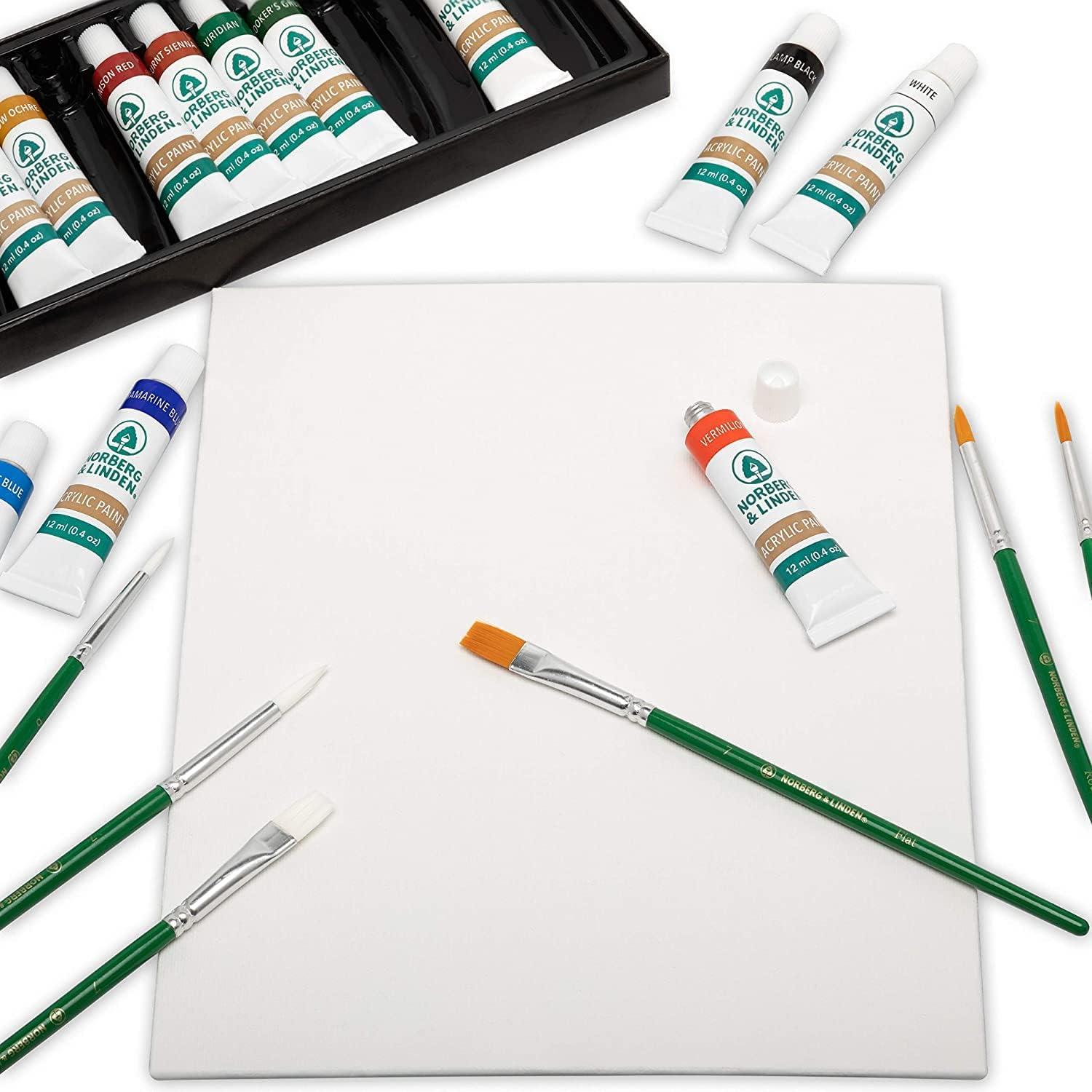 Acrylic Paint Sets, Sealant & Brushes (12 Pack)