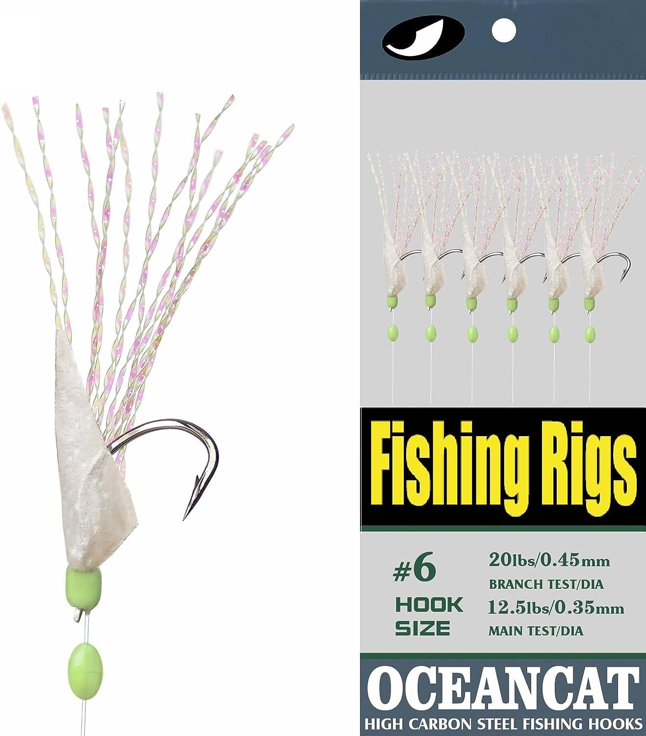 10/20/50/100 Packs Rainbow Fish Skin 6 Hooks Saltwater String Hook Fishing  Lure Bait Rig Tackle 2/0# 10 Packs