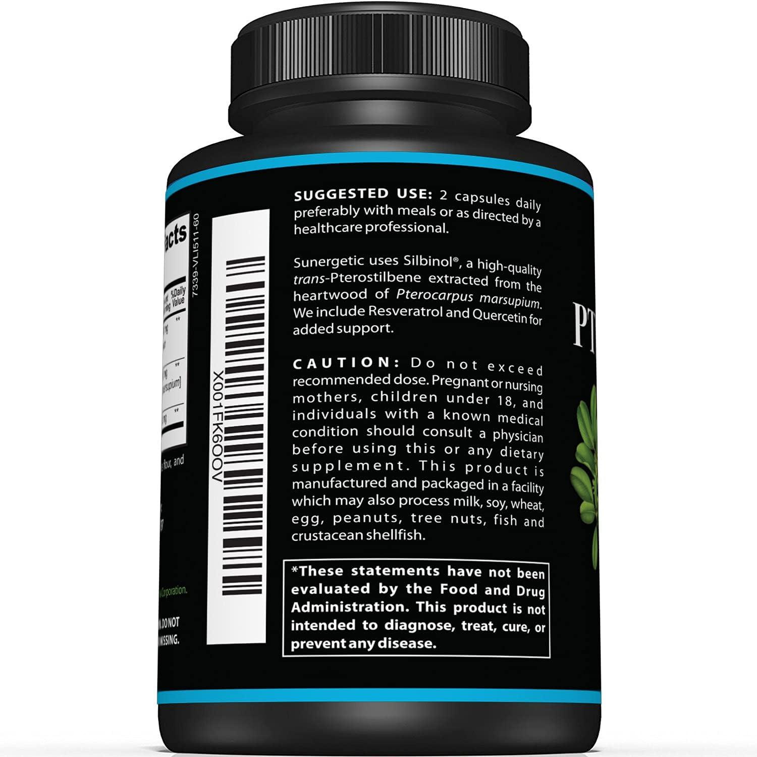 Premium Pterostilbene Supplement with Resveratrol & Quercetin 100mg